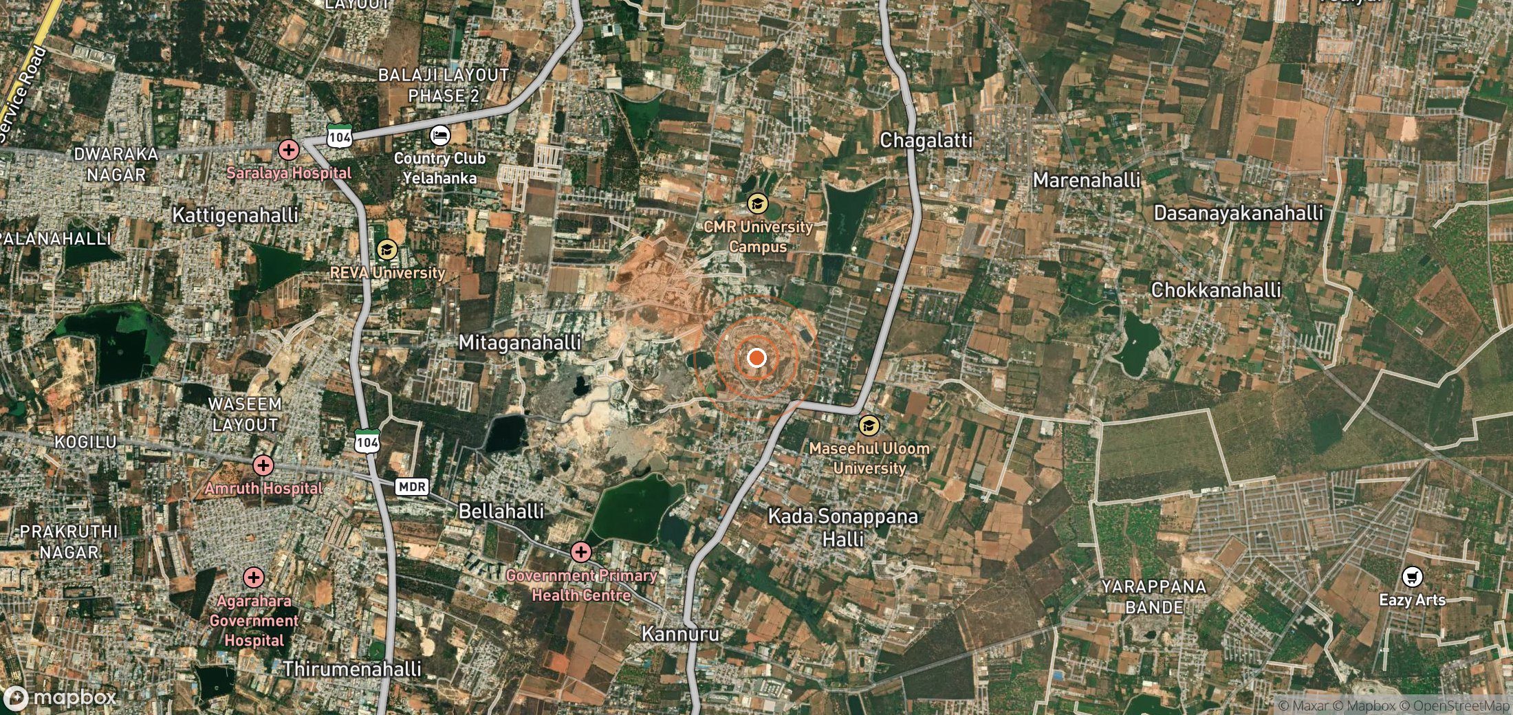 Satellite map of methane plume locations in India