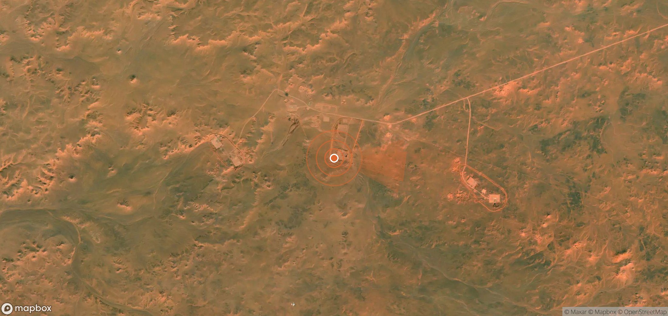 Satellite map of methane plume locations in Algeria