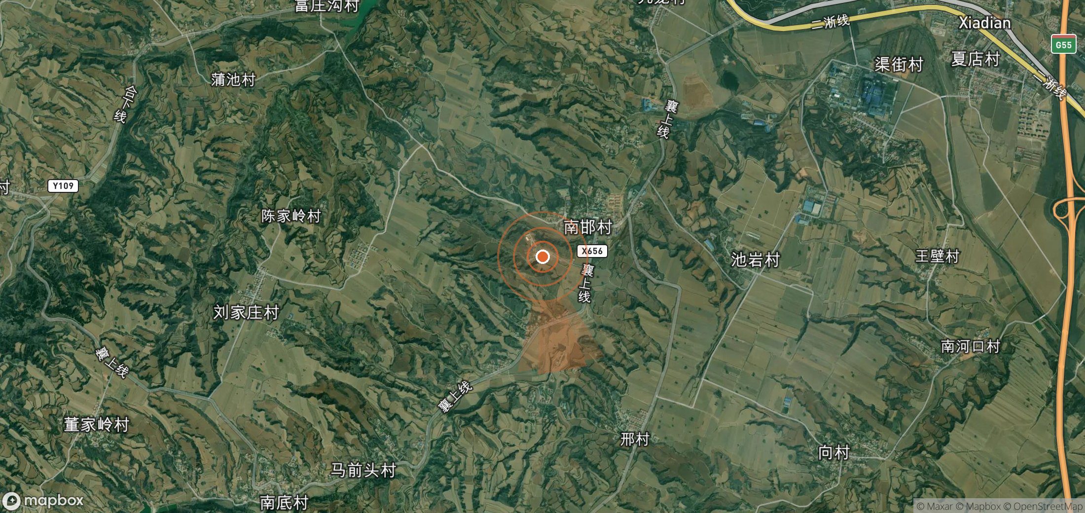 Satellite map of methane plume locations in China