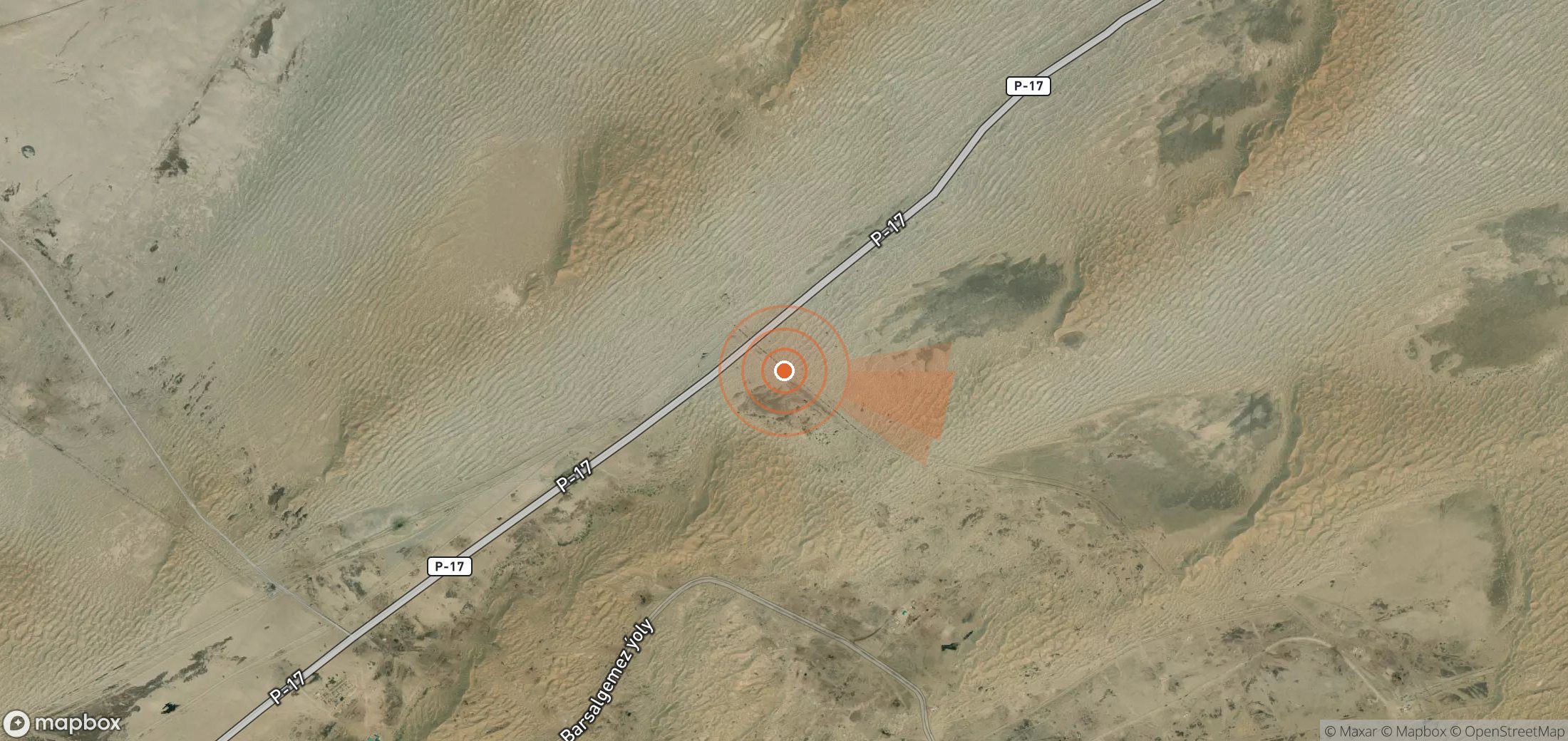 Mapa satelital de plumas de metano en Turkmenistán