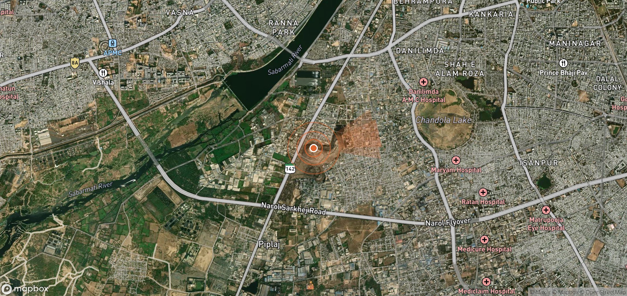 Satellite map of methane plume locations in India
