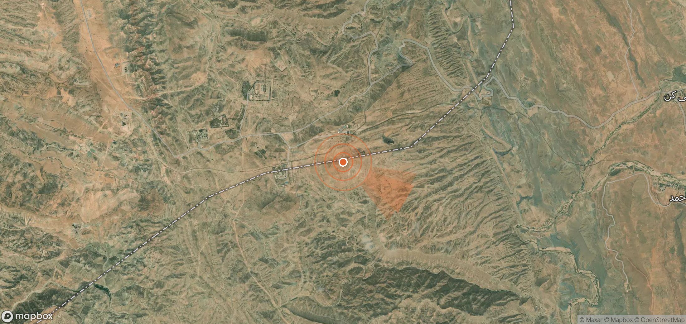 Satellite map of methane plume locations in Iran