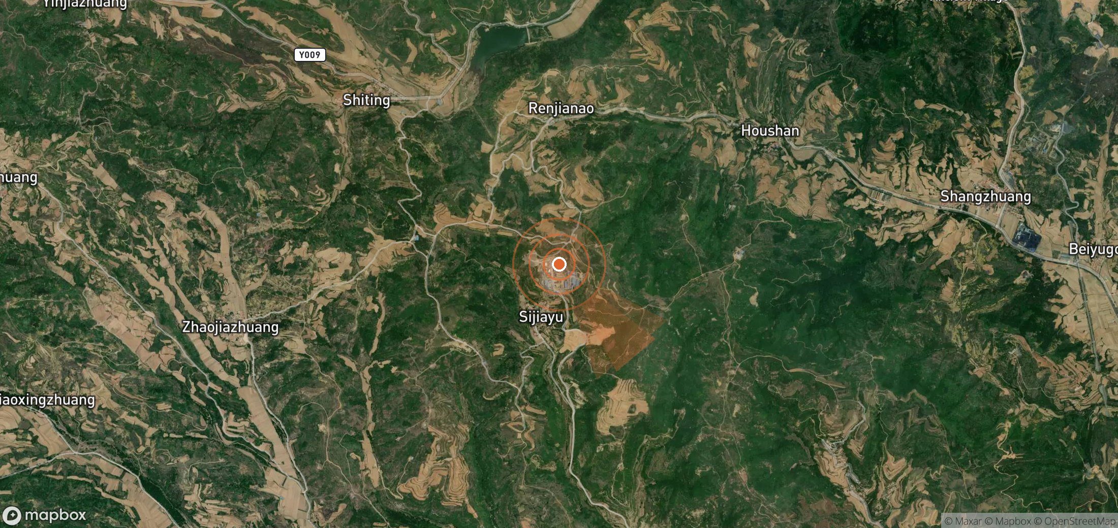 Satellite map of methane plume locations in China
