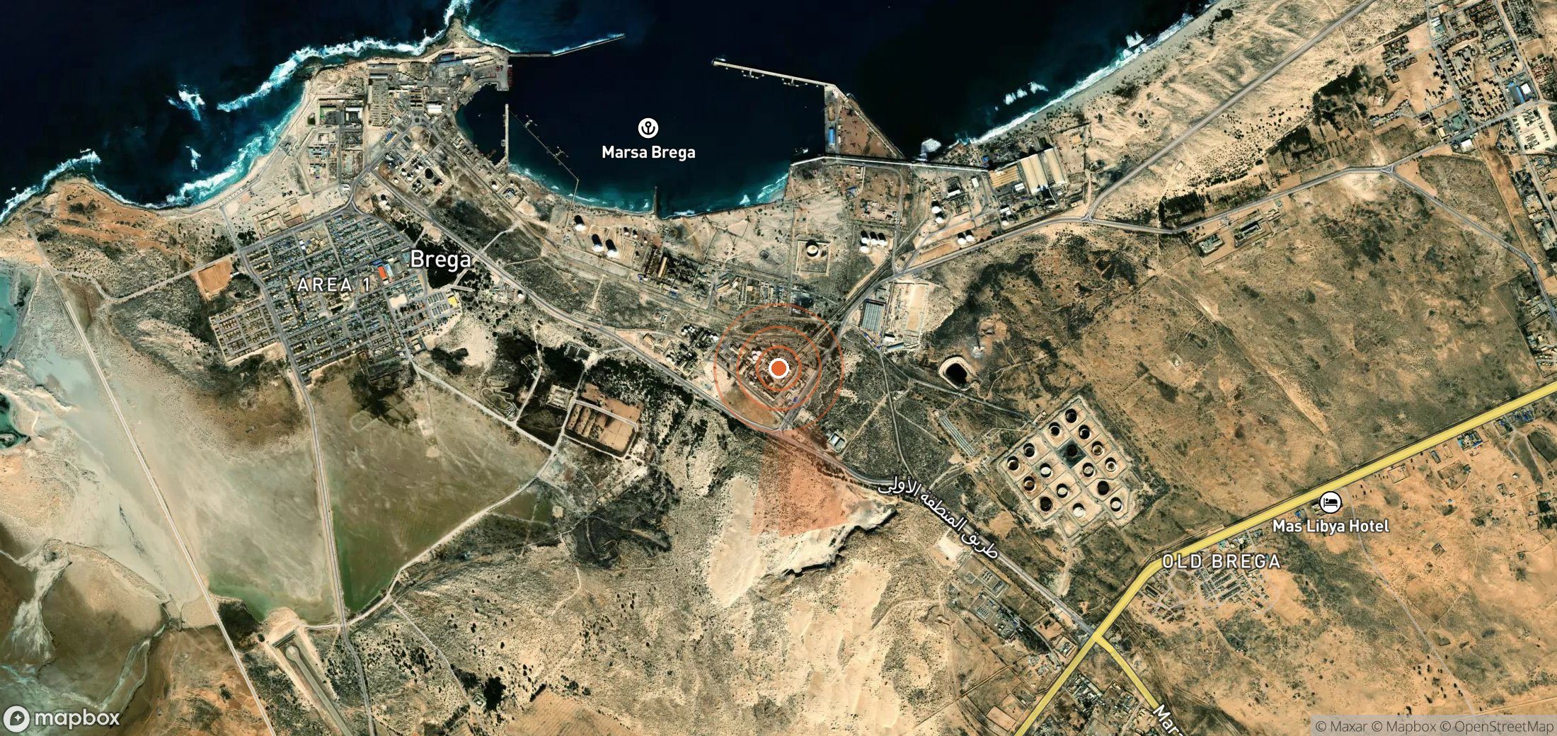 Satellite map of methane plume locations in Libya