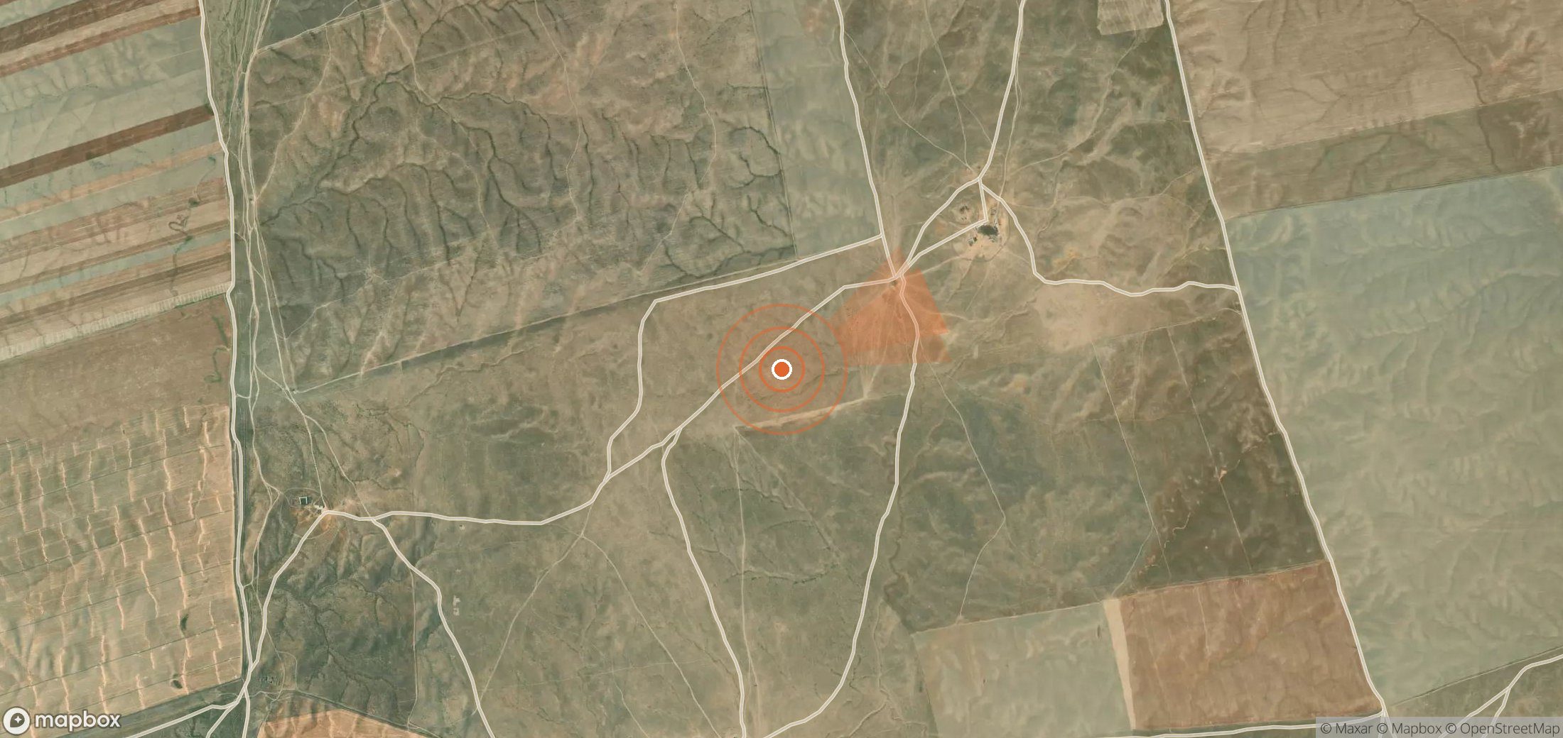 Mapa satelital de plumas de metano en Kazajistán