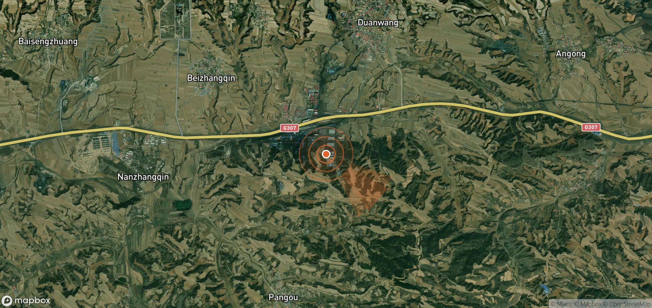 Mapa satelital de plumas de metano en China