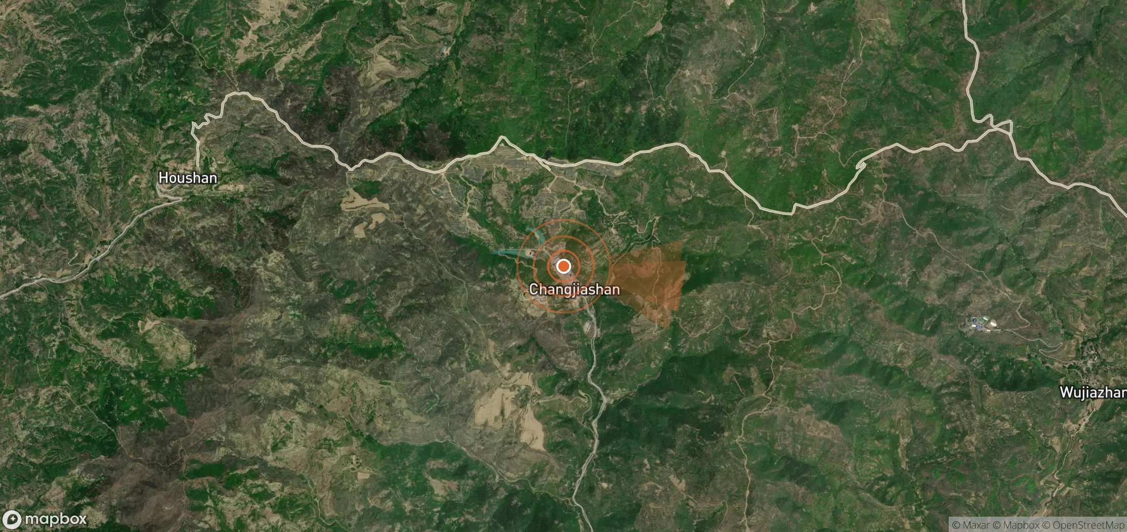 Satellite map of methane plume locations in China