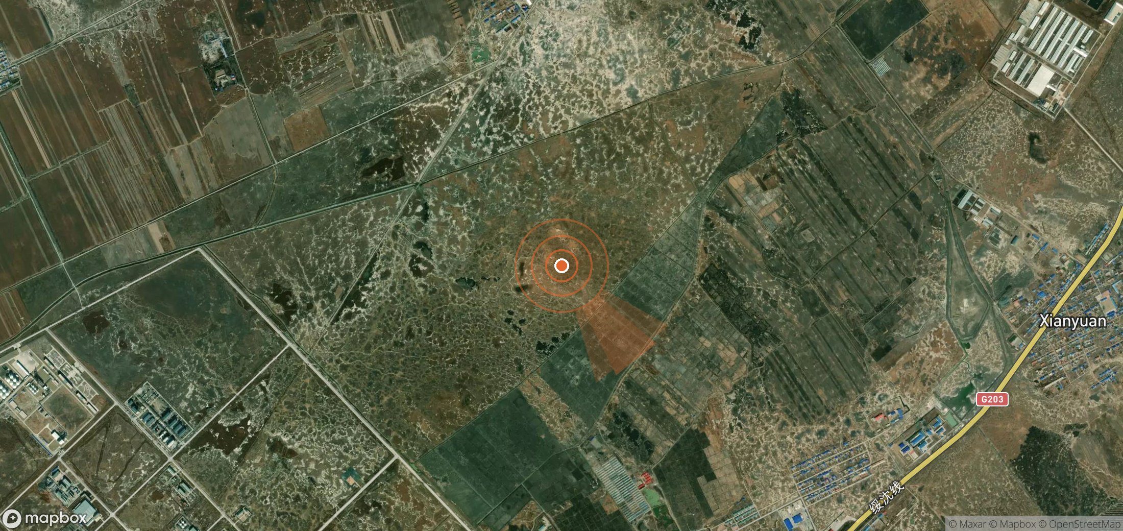 Satellite map of methane plume locations in China