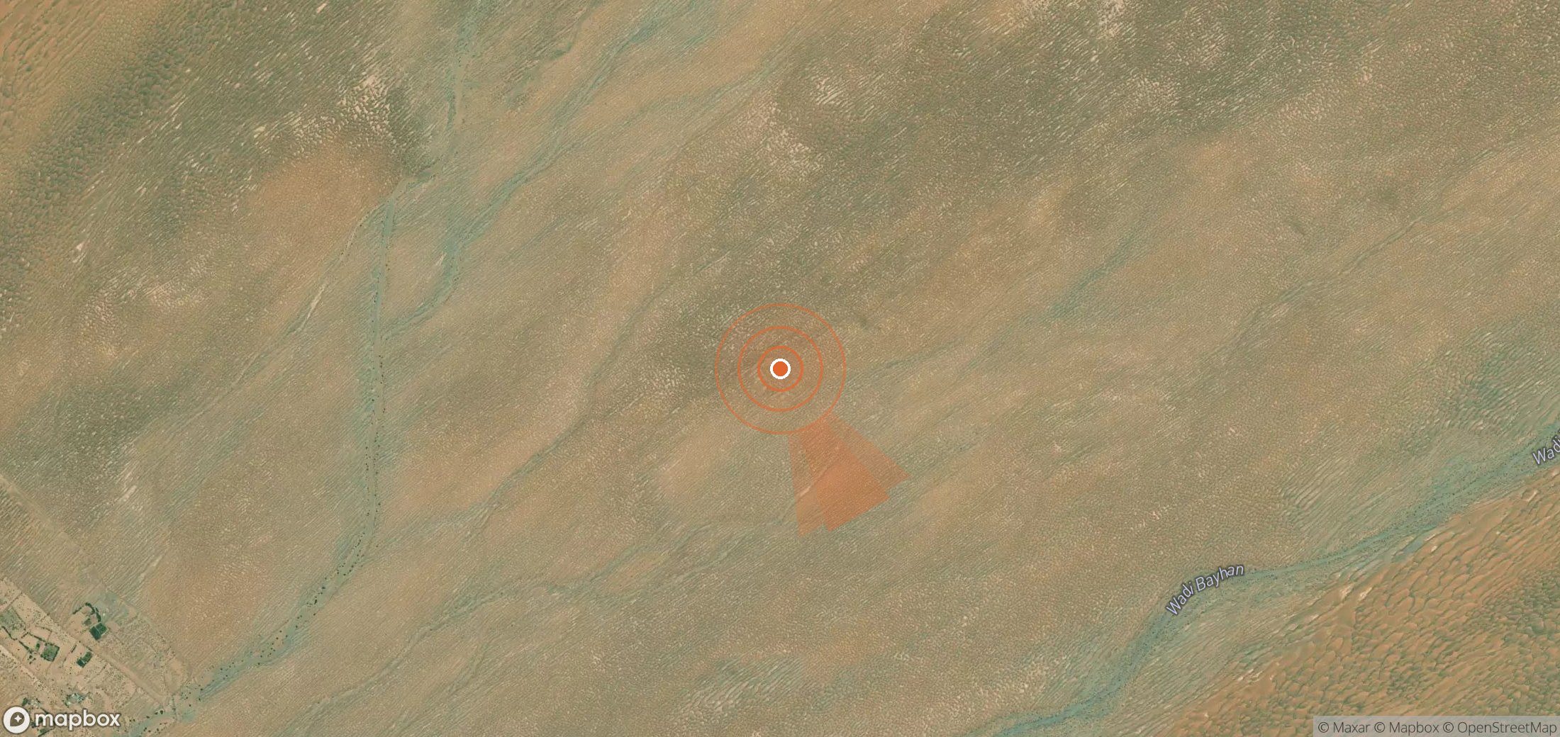 Satellite map of methane plume locations in Yemen