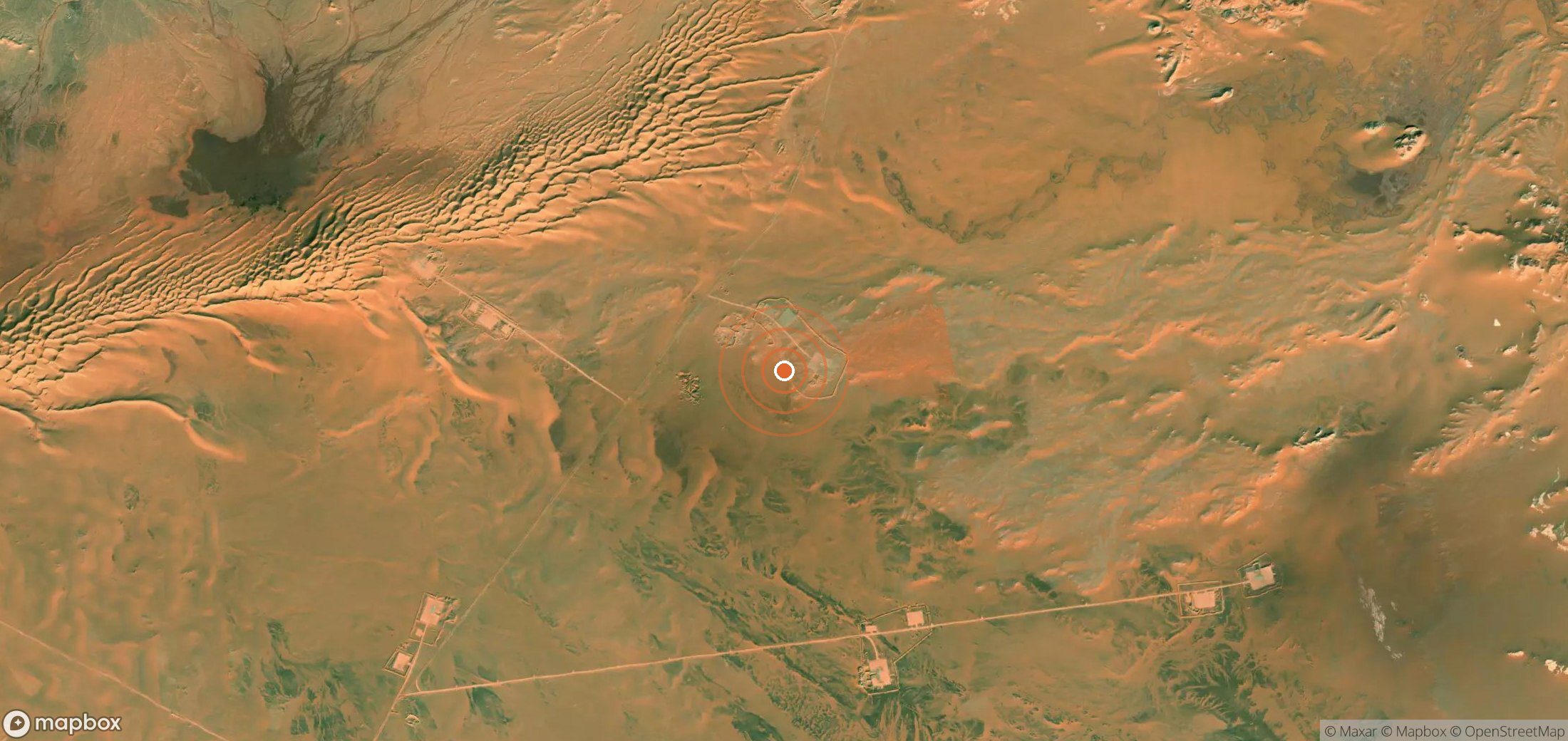 Mapa satelital de plumas de metano en Argelia