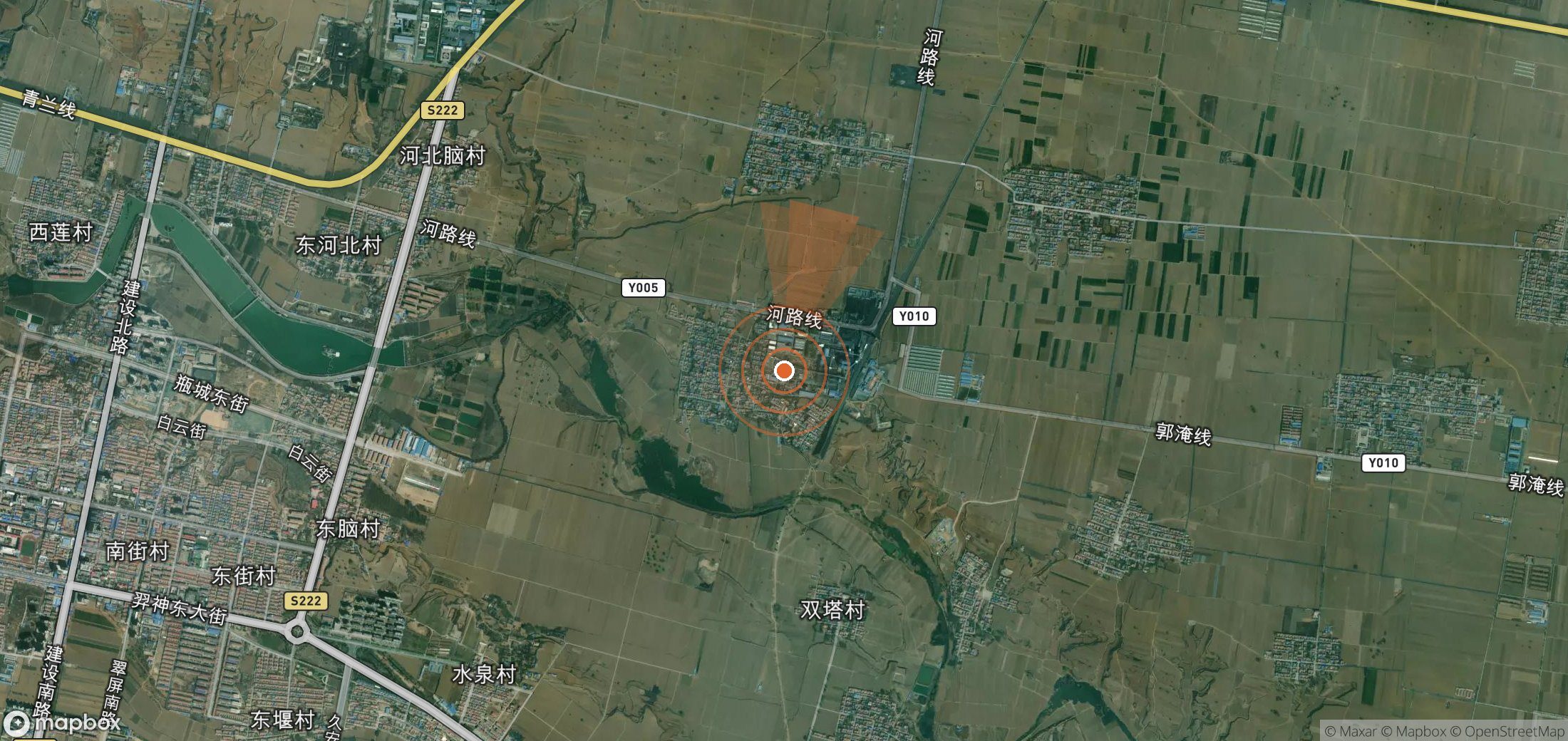 Mapa satelital de plumas de metano en China
