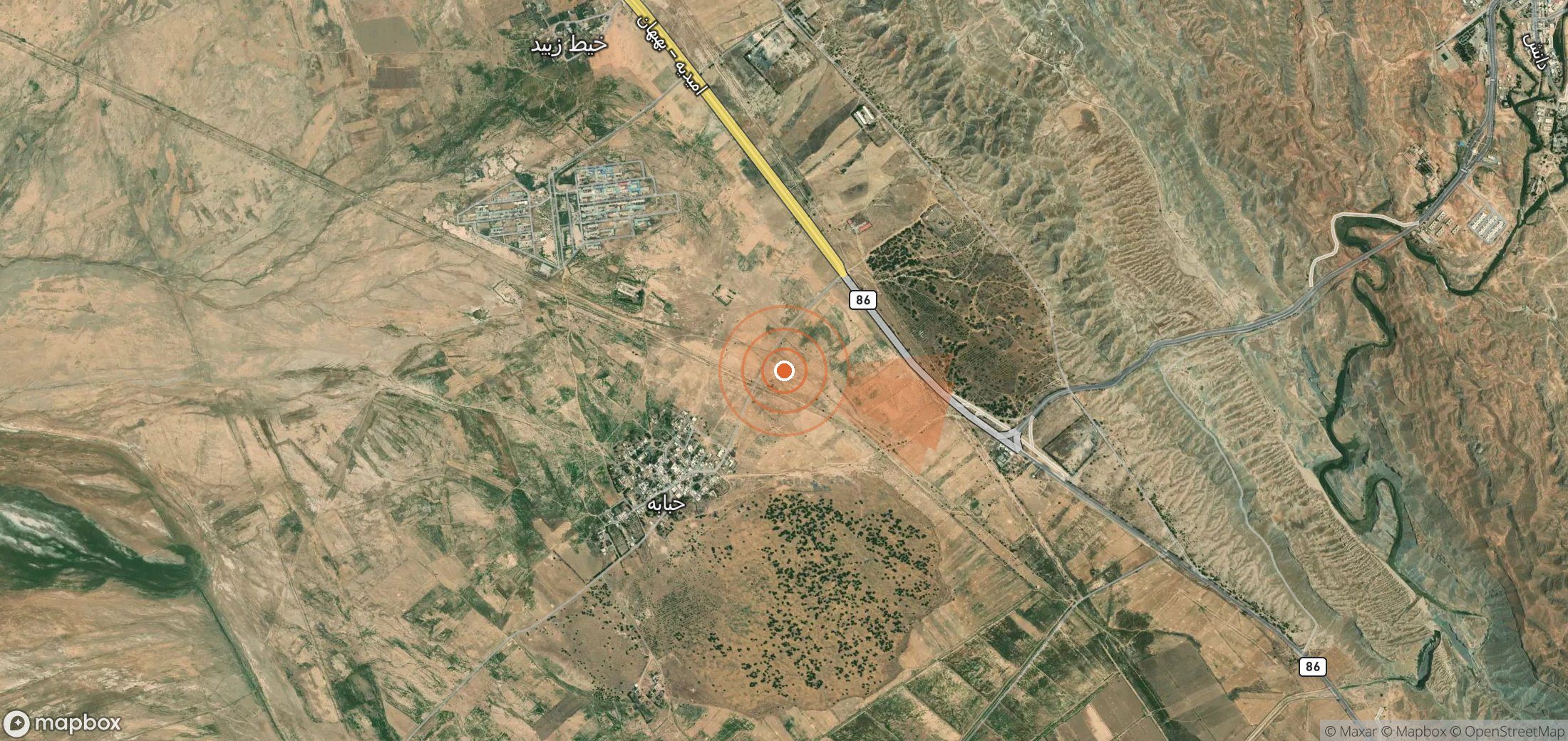 Mapa satelital de plumas de metano en Irán