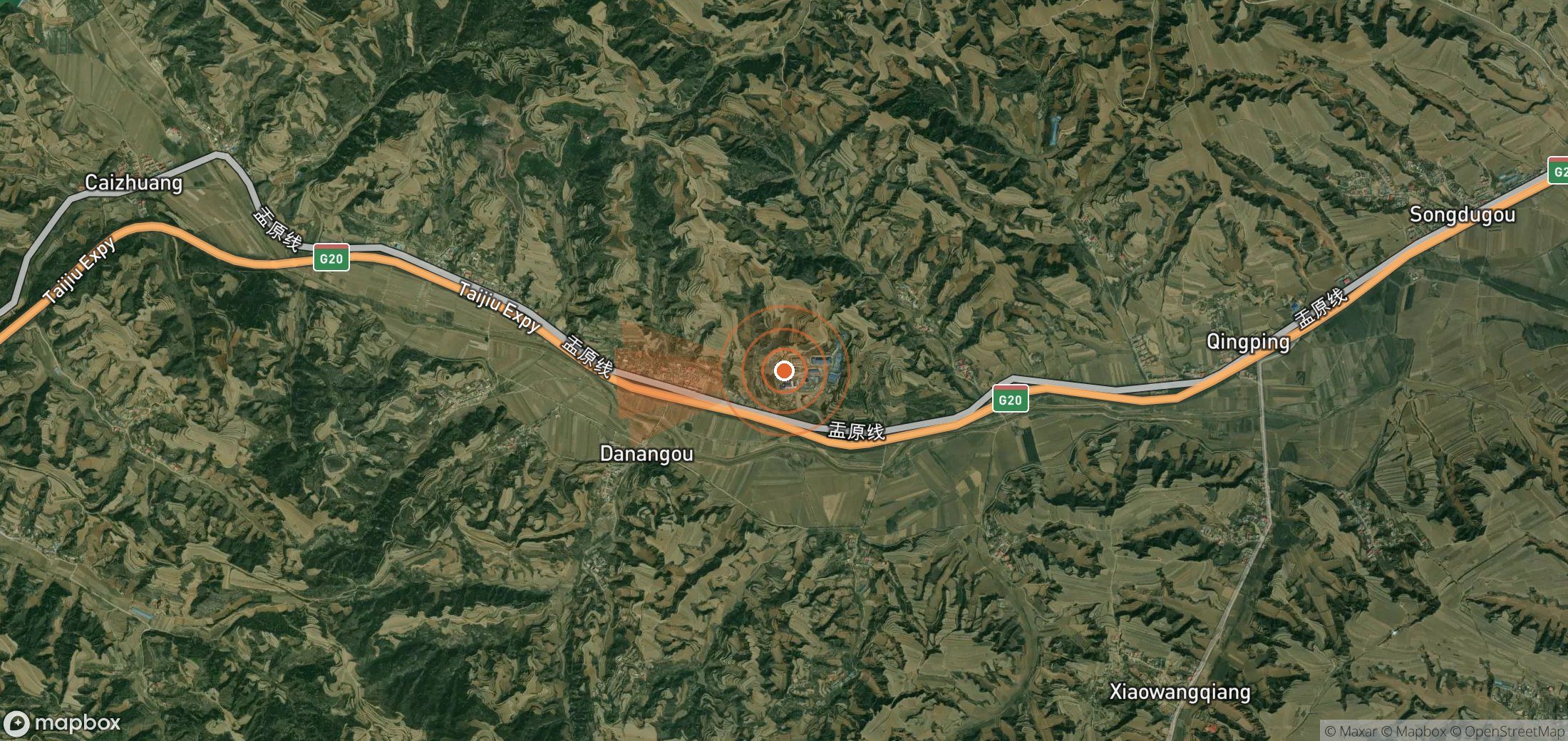 Satellite map of methane plume locations in China