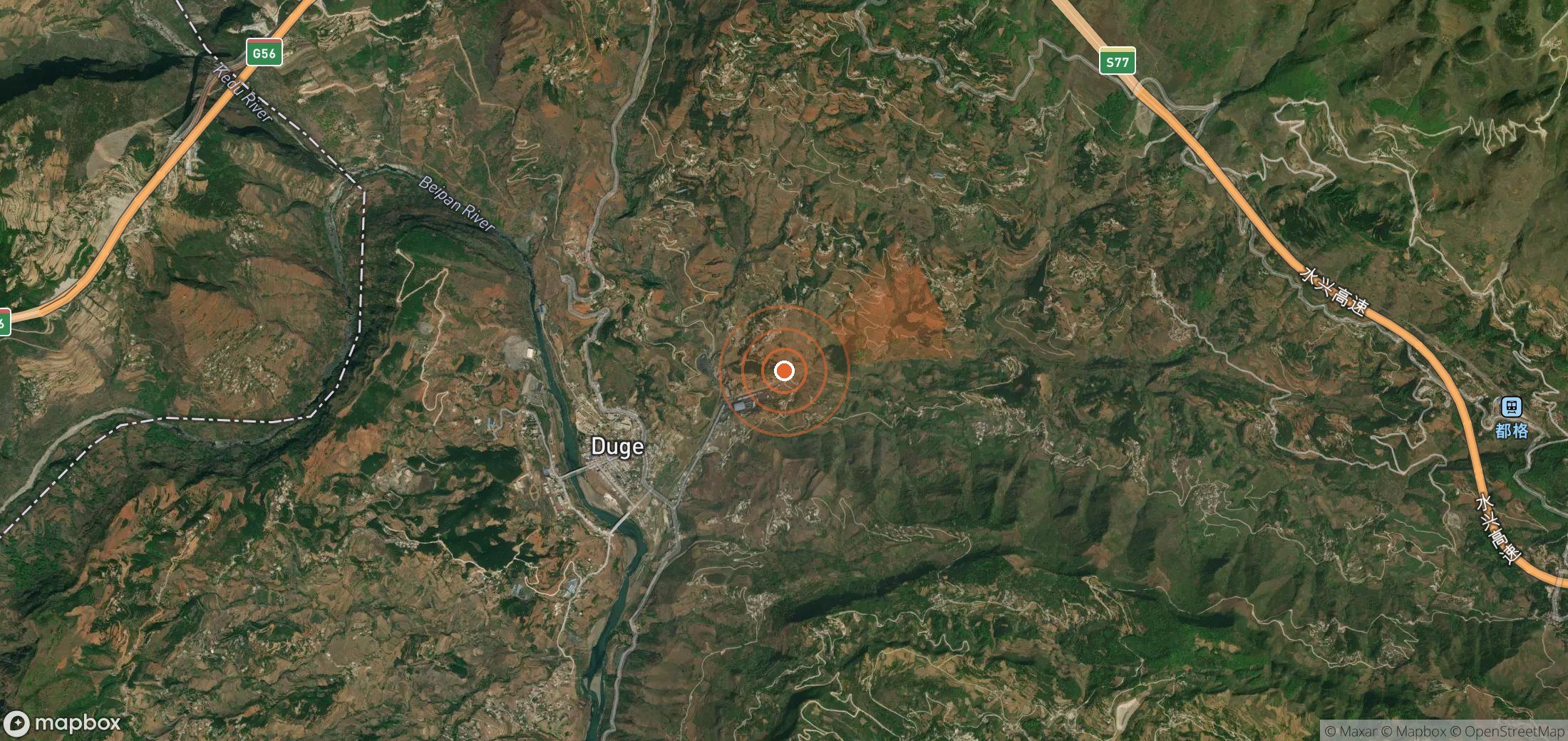 Satellite map of methane plume locations in China