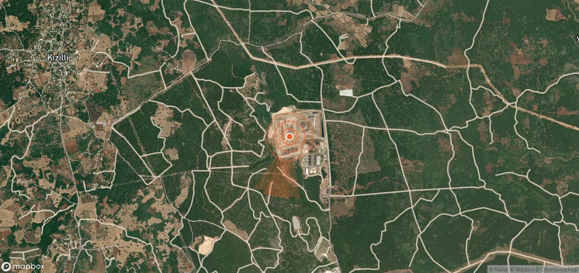 Satellite map of methane plume locations in Türkiye