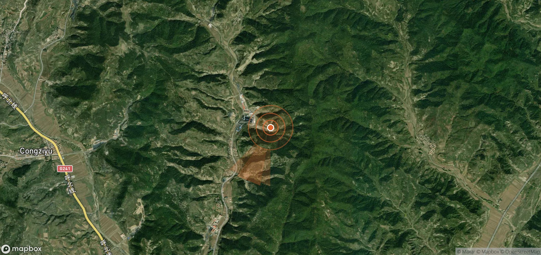 Mapa satelital de plumas de metano en China