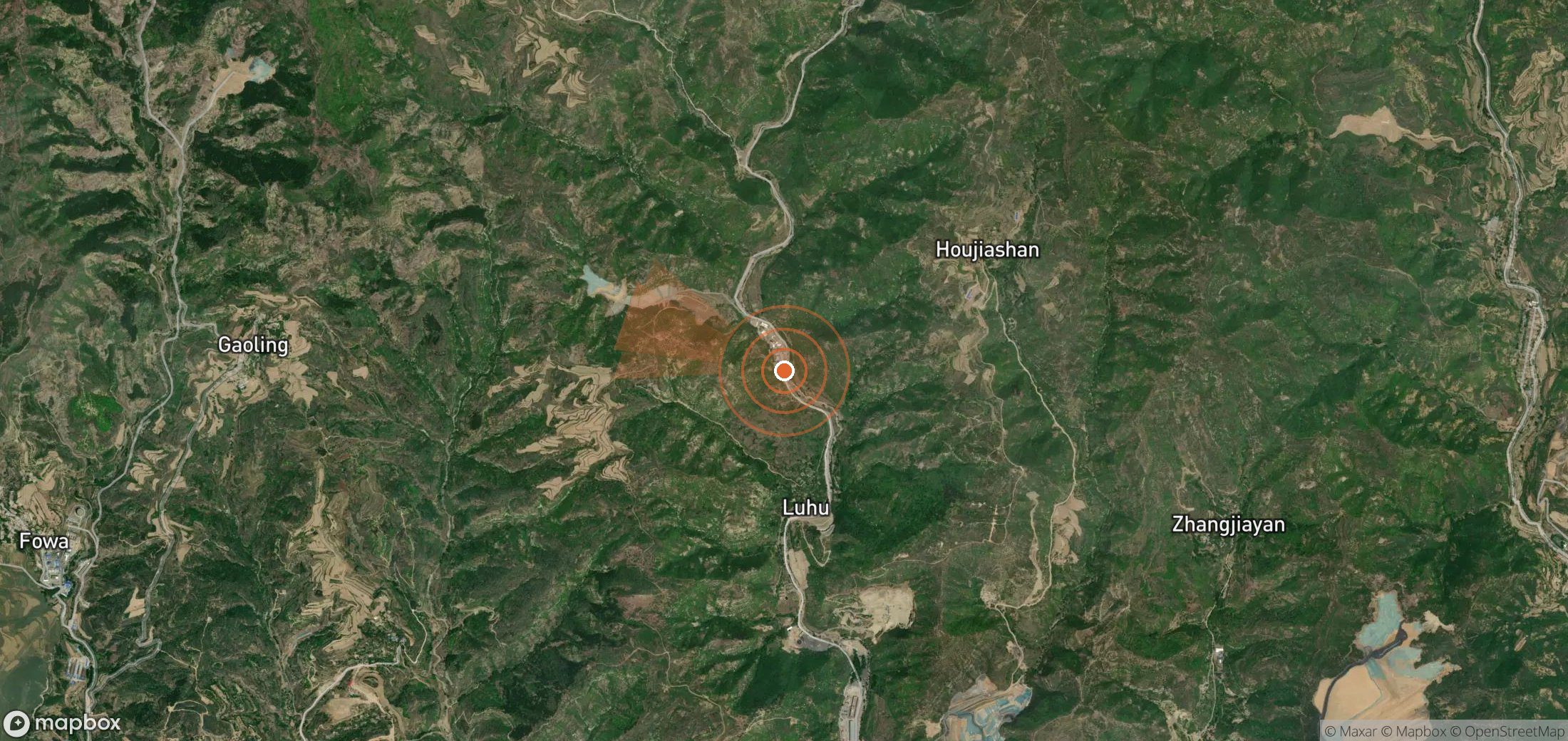Satellite map of methane plume locations in China