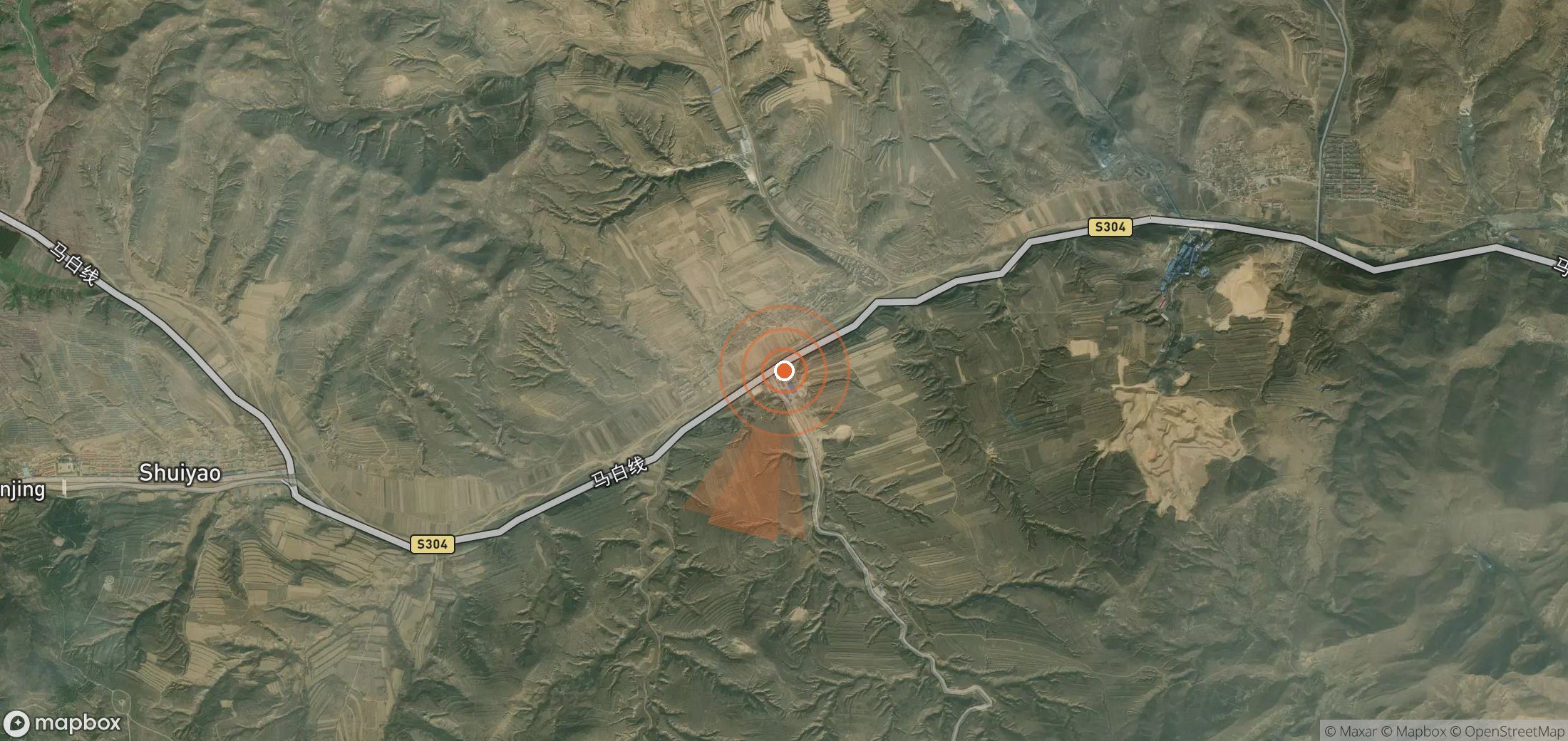 Satellite map of methane plume locations in China