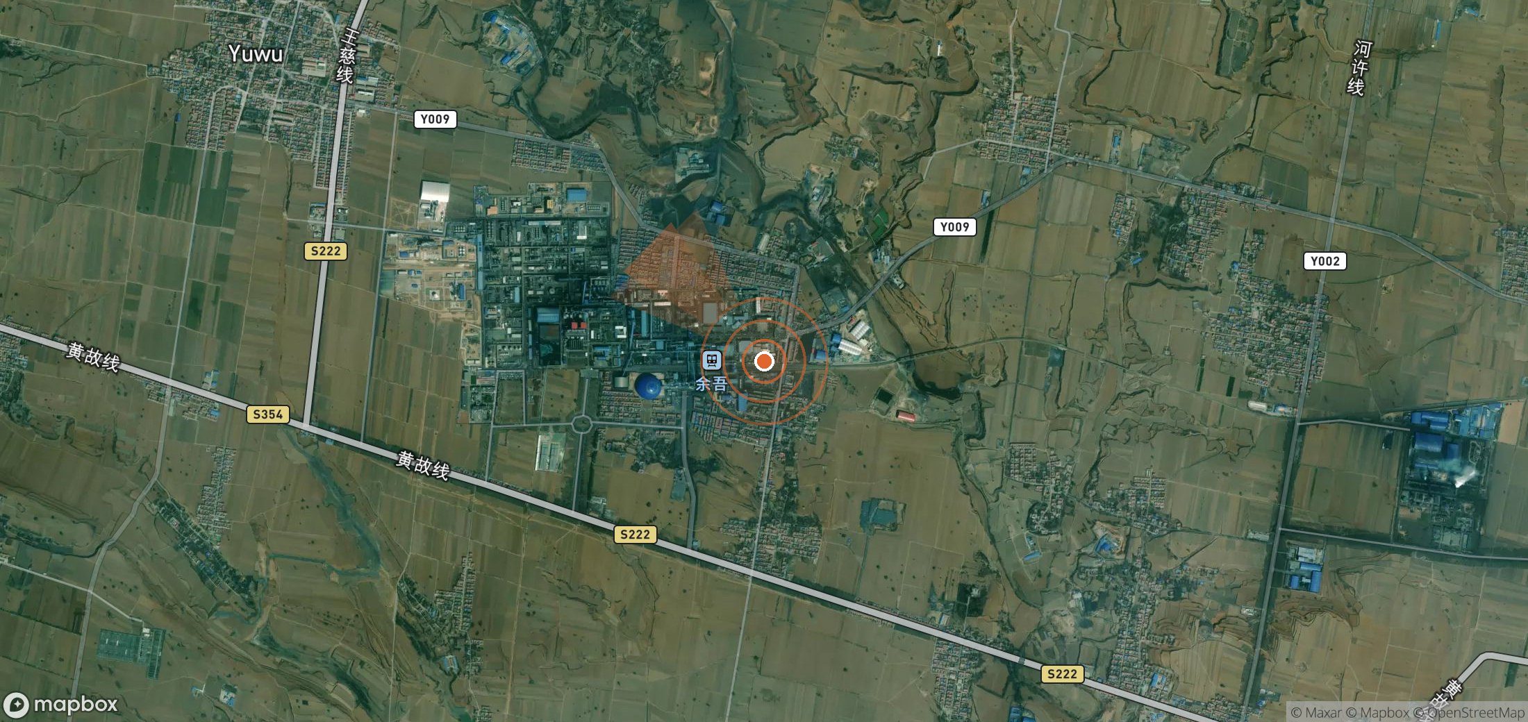 Satellite map of methane plume locations in China