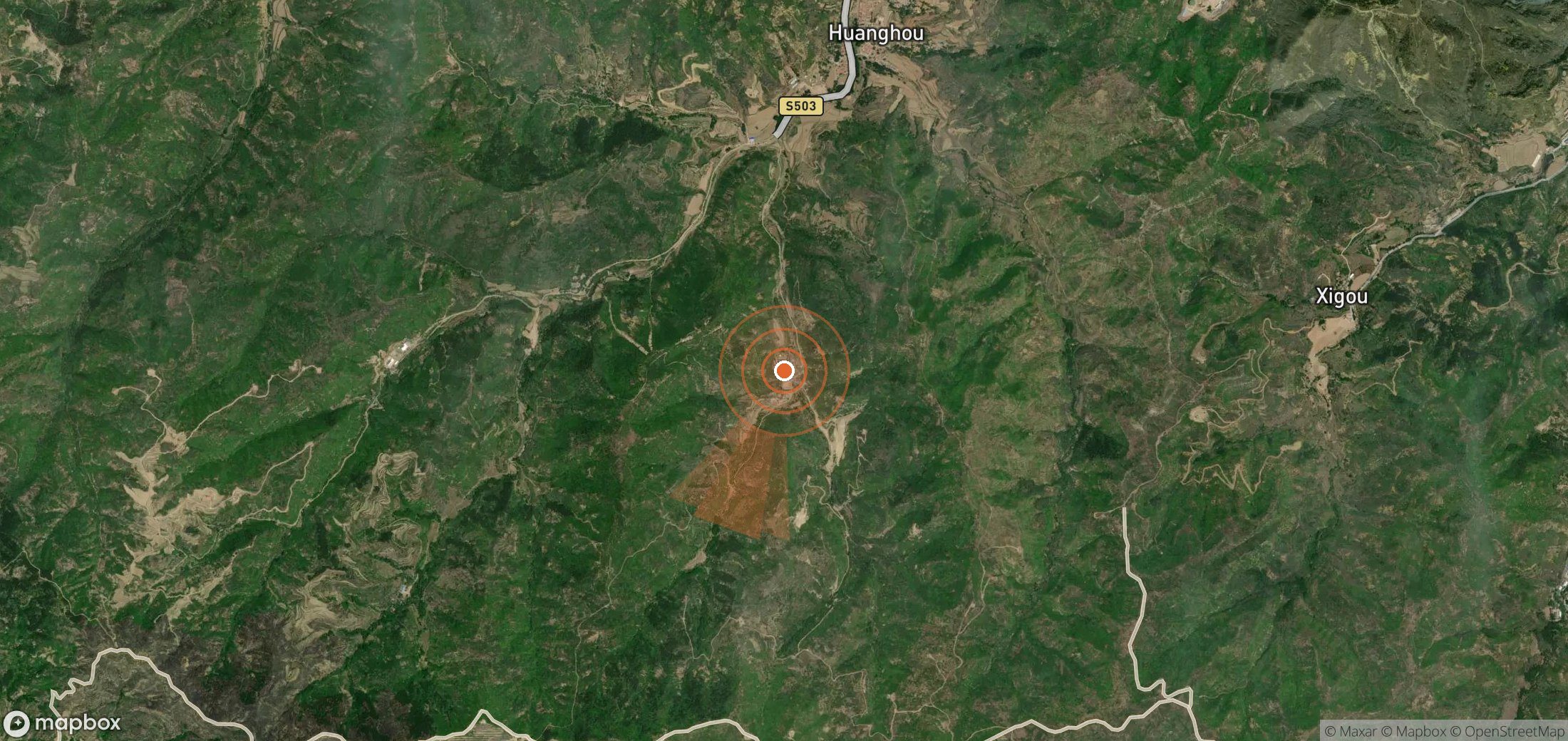 Satellite map of methane plume locations in China