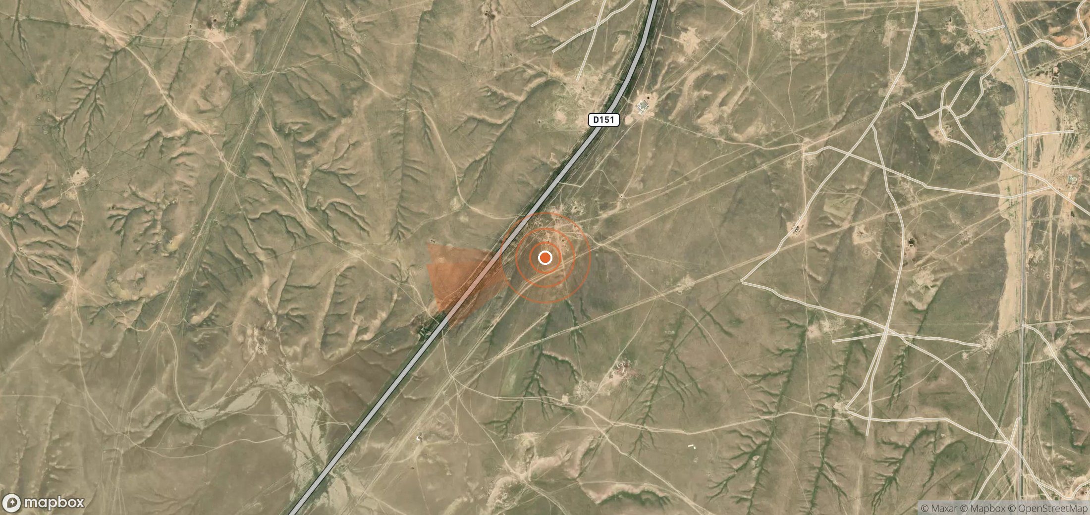 Mapa satelital de plumas de metano en Uzbekistán