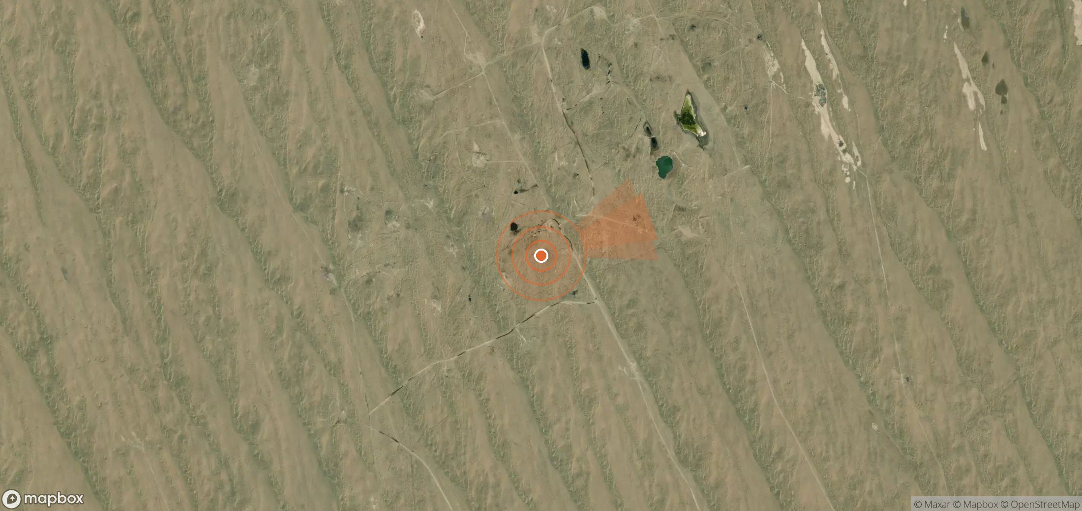 Satellite map of methane plume locations in Turkmenistan