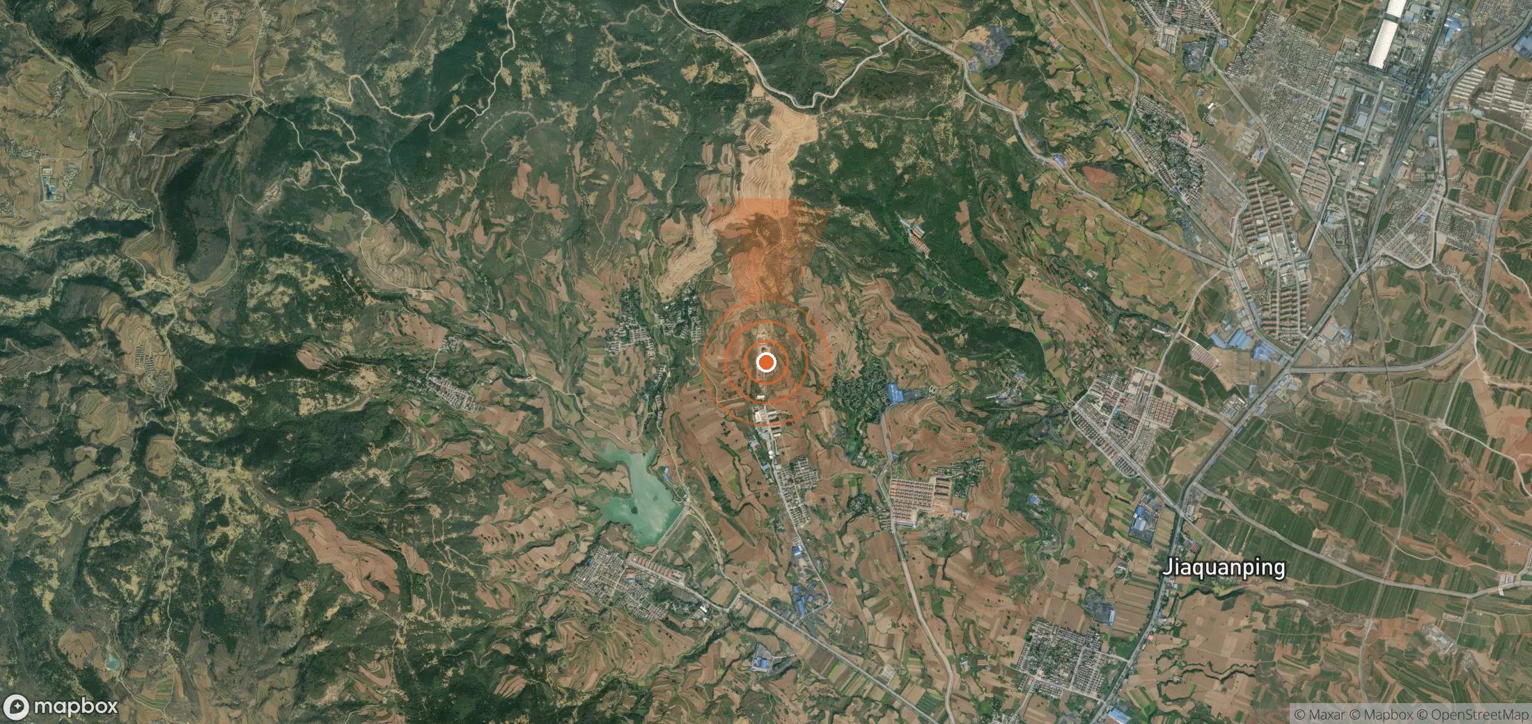 Satellite map of methane plume locations in China