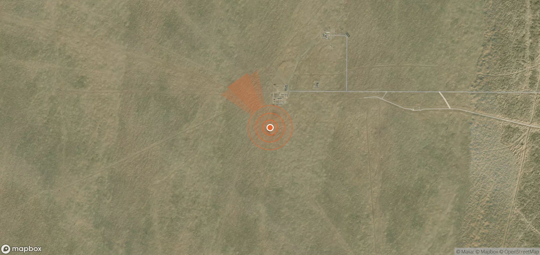 Mapa satelital de plumas de metano en Turkmenistán