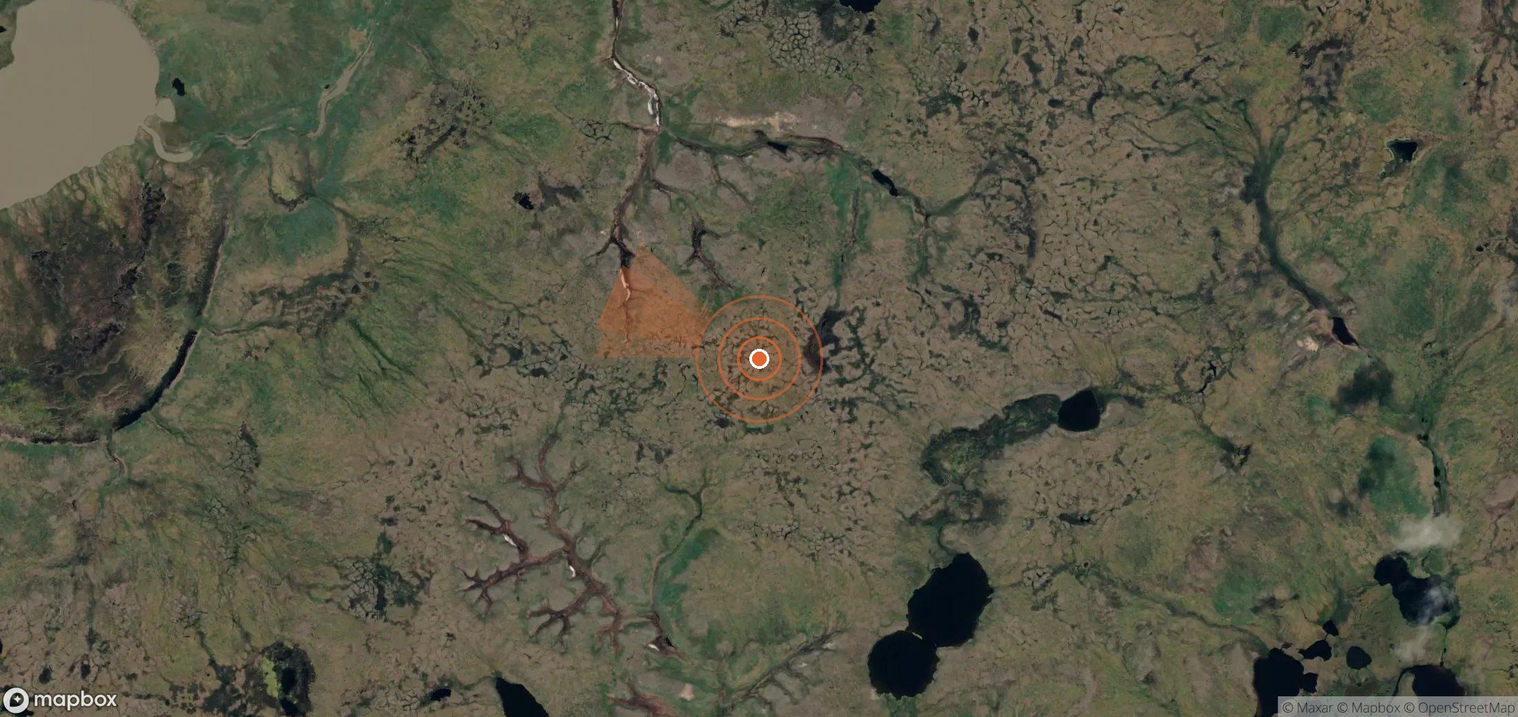 Satellite map of methane plume locations in Russia