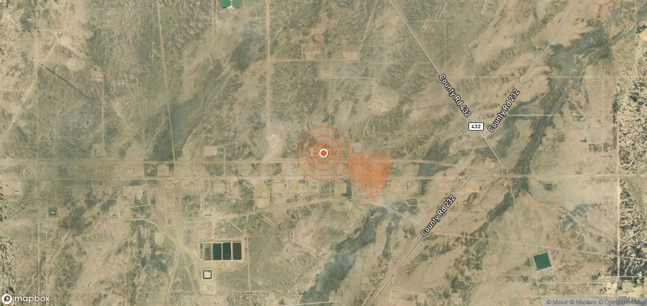 Mapa satelital de plumas de metano en Estados Unidos