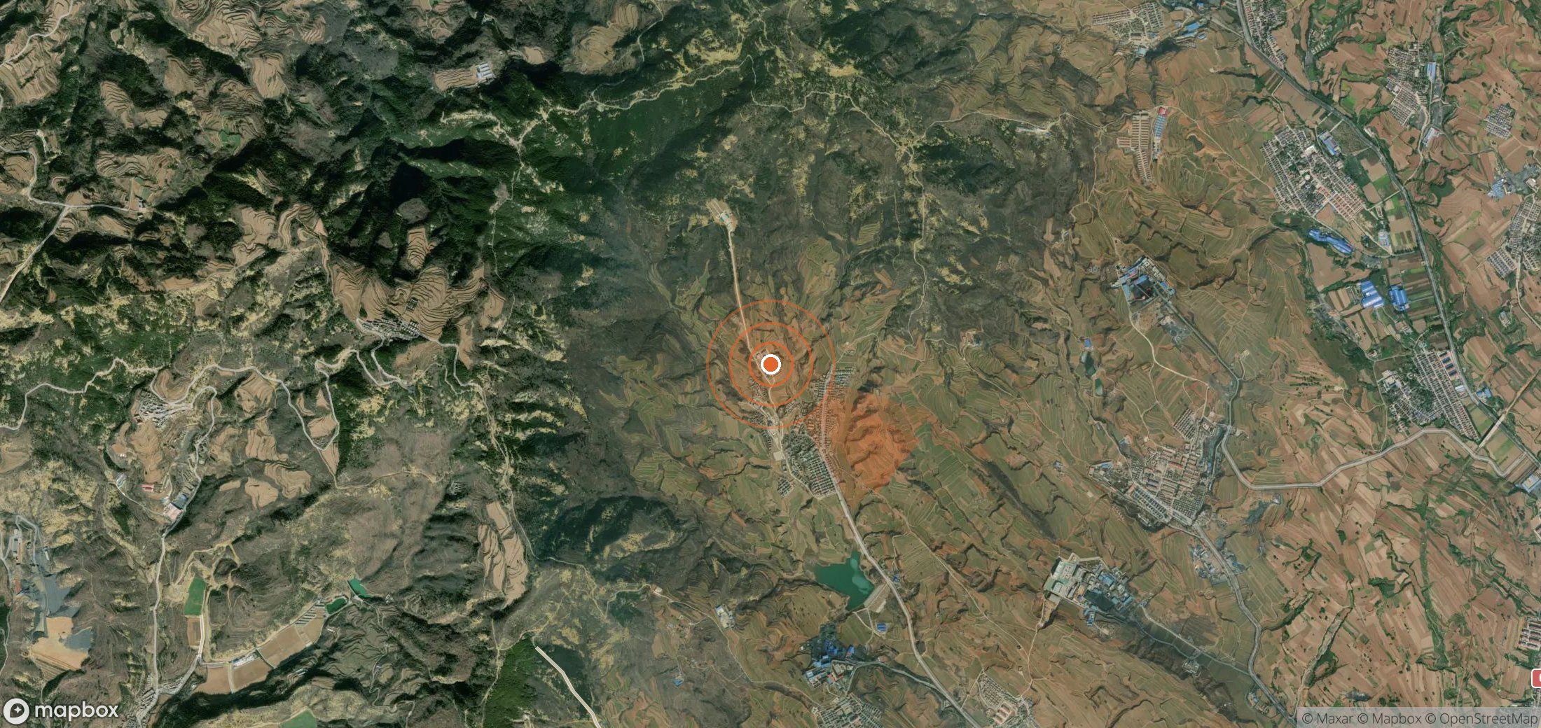 Mapa satelital de plumas de metano en China