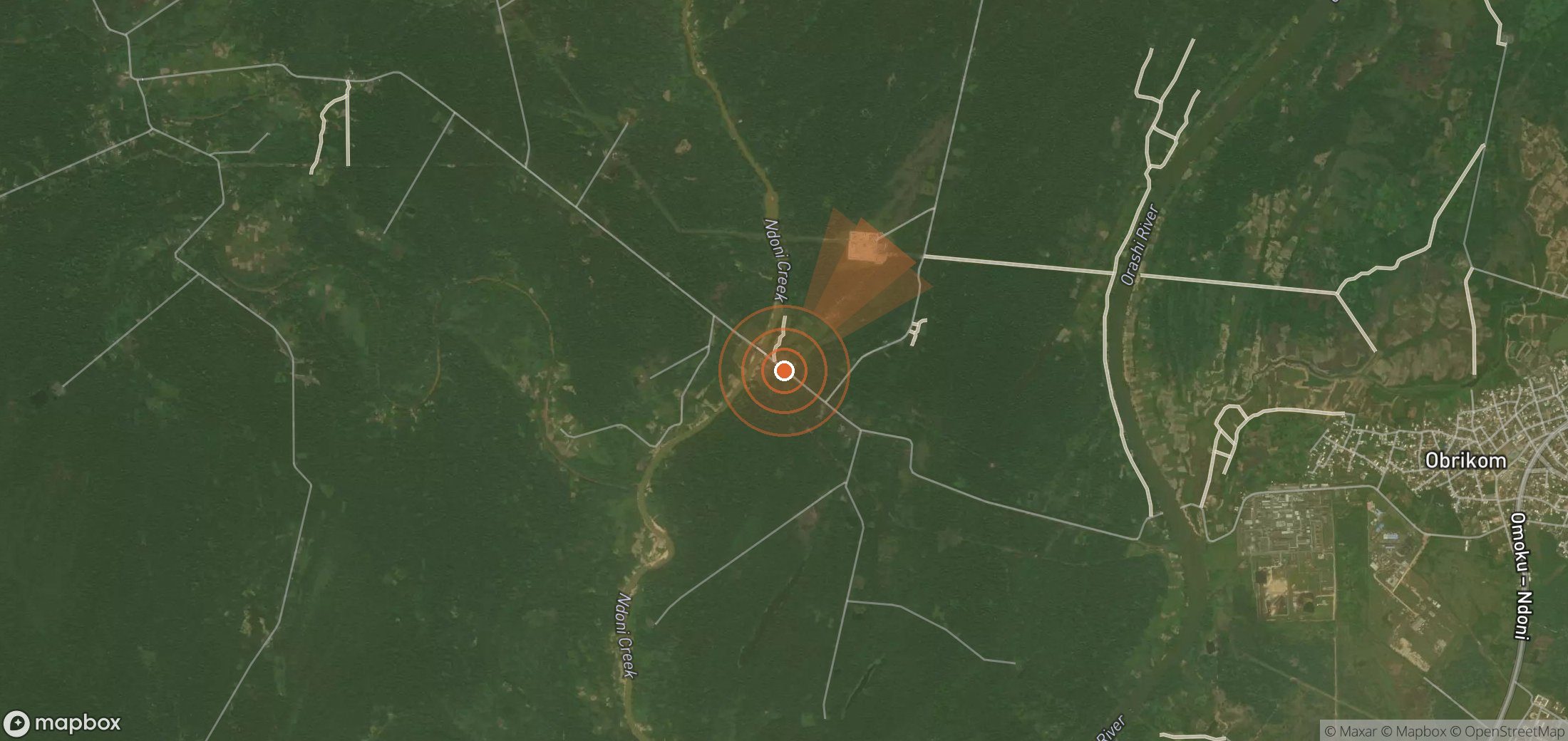 Satellite map of methane plume locations in Nigeria