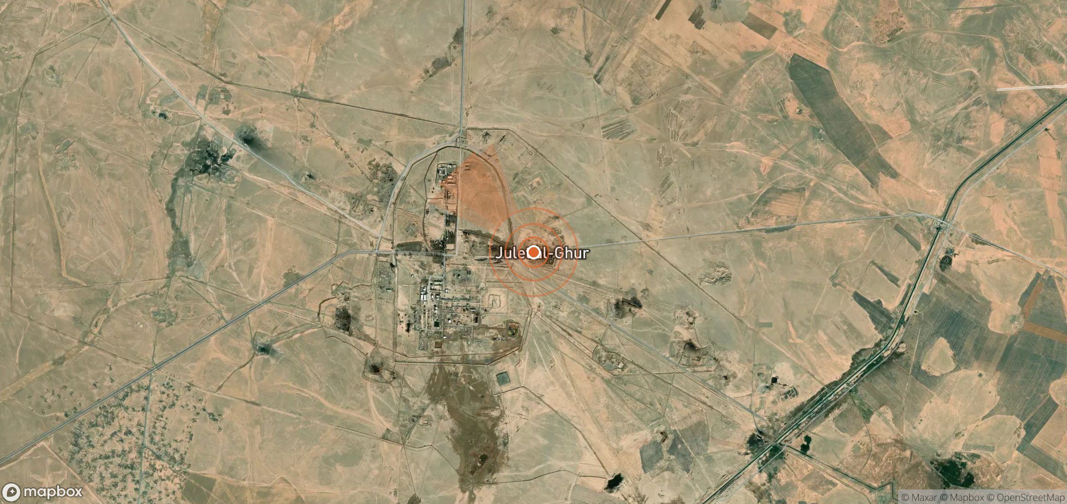 Satellite map of methane plume locations in Syria