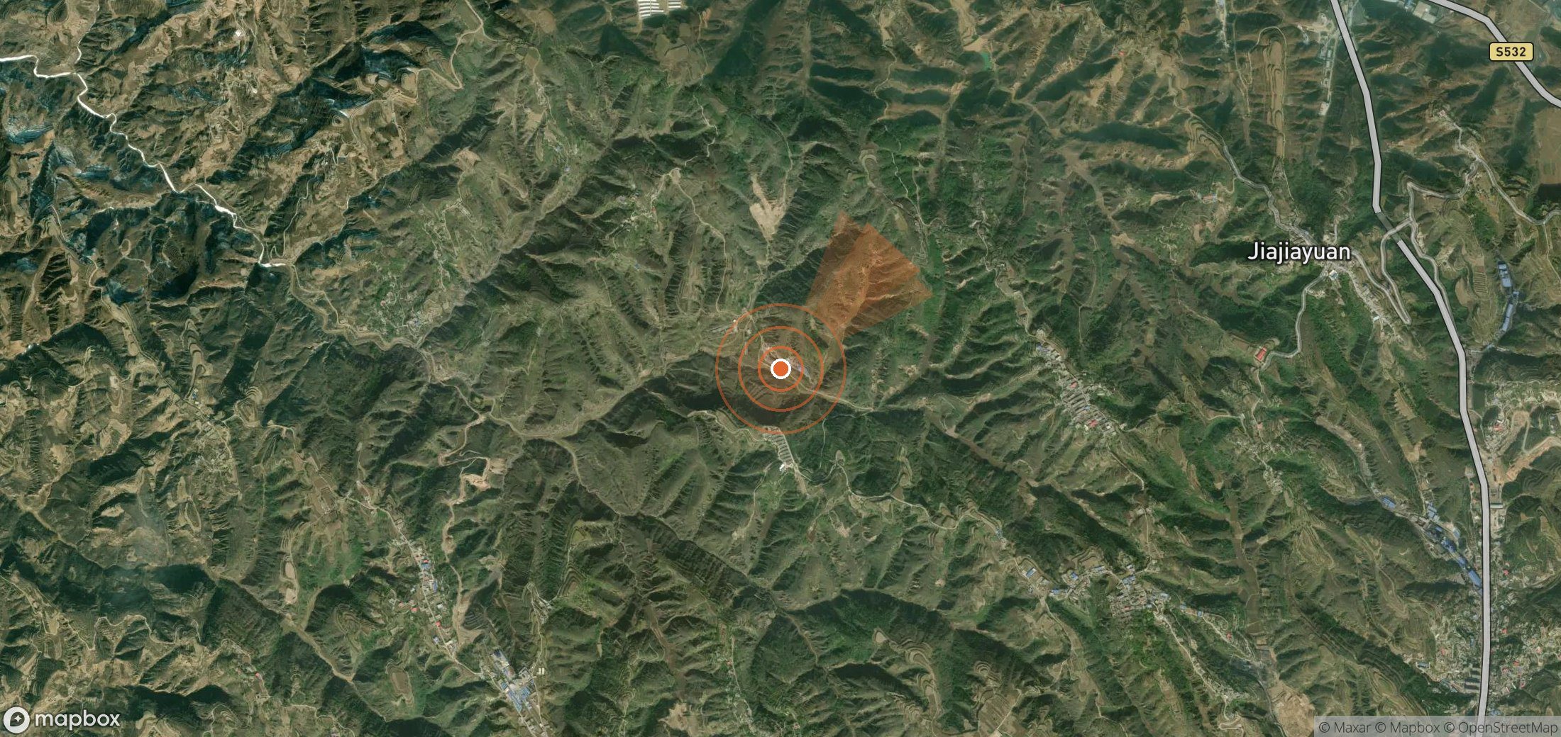 Satellite map of methane plume locations in China