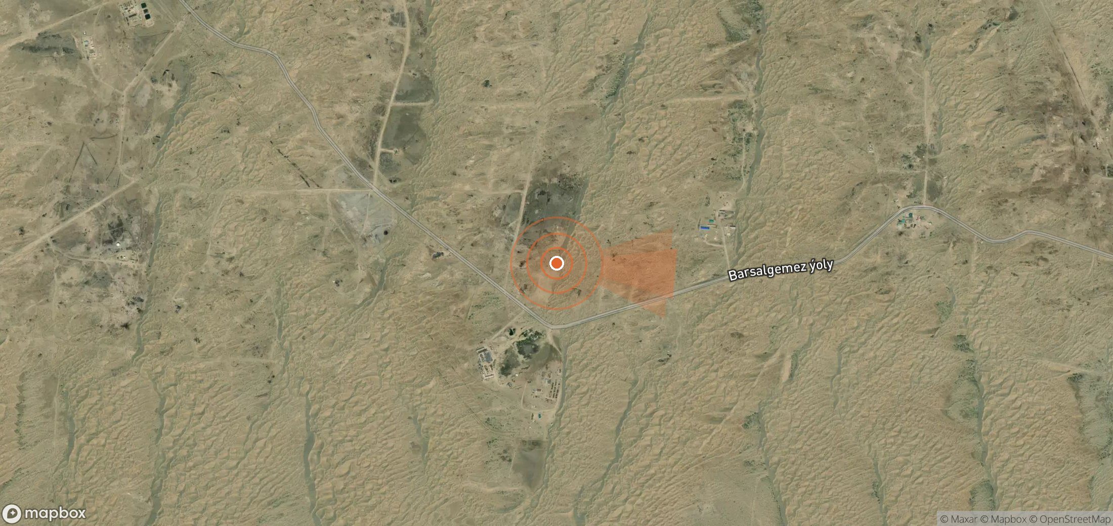 Mapa satelital de plumas de metano en Turkmenistán