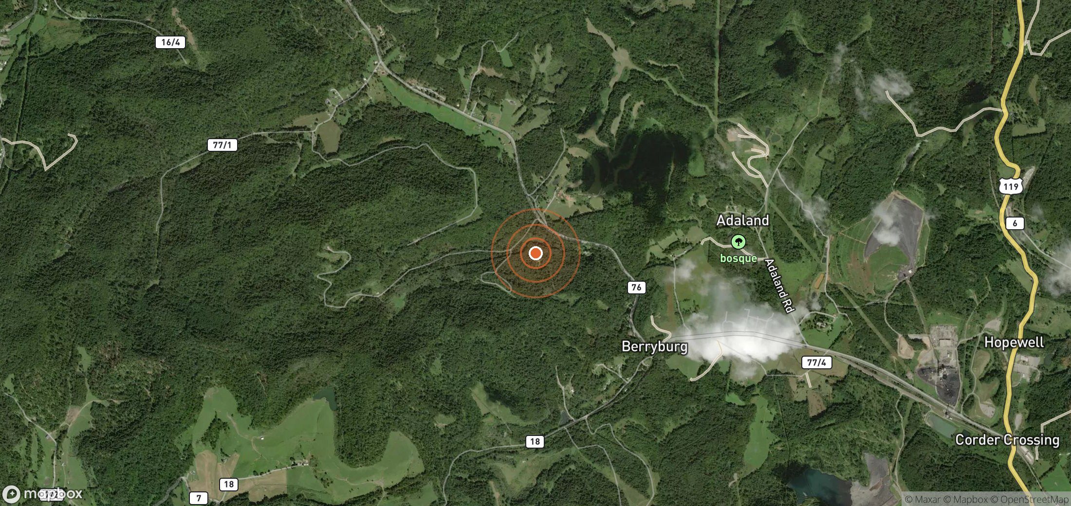 Satellite map of methane plume locations in United States