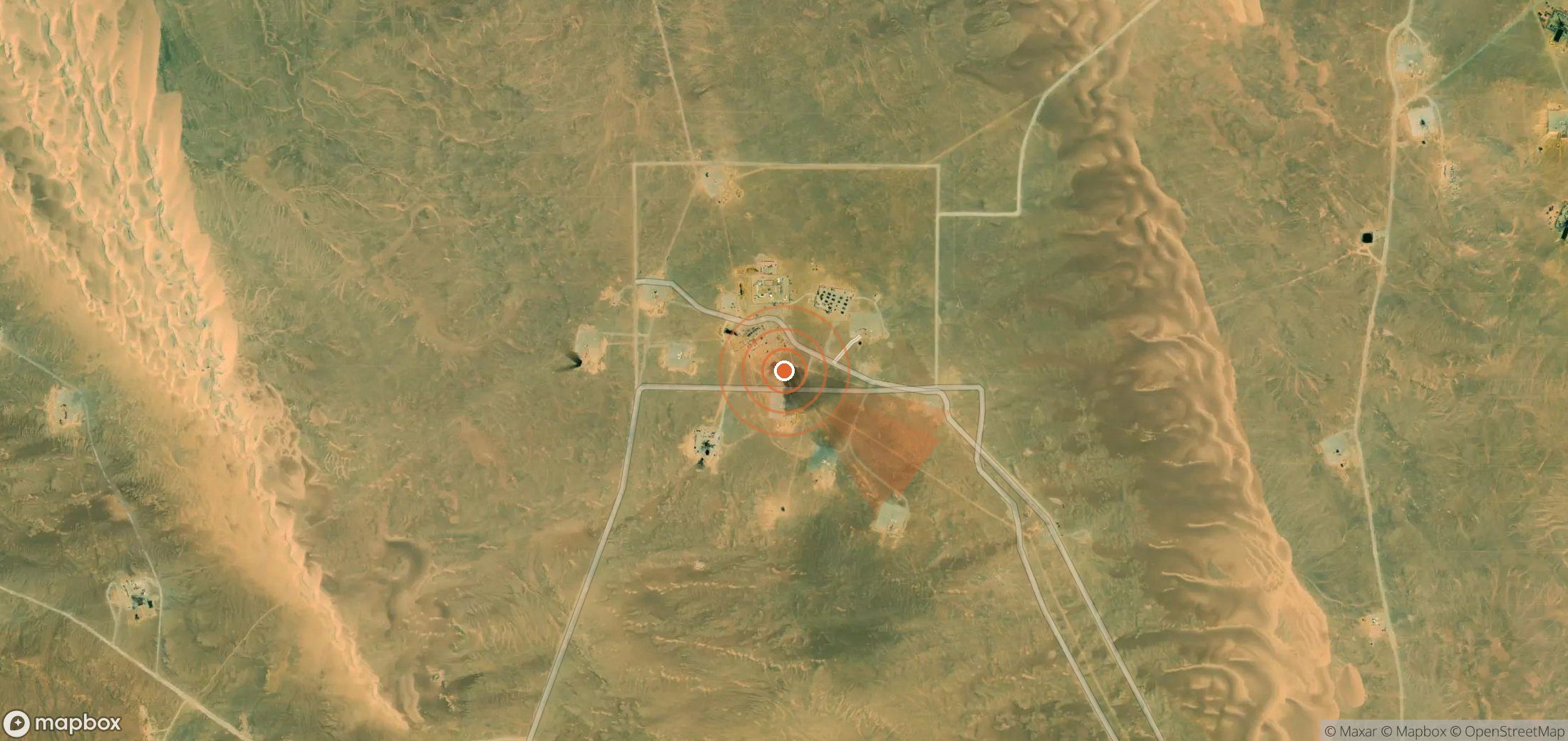Satellite map of methane plume locations in Egypt