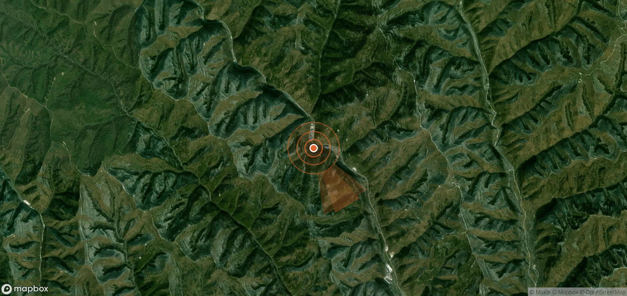 Satellite map of methane plume locations in China