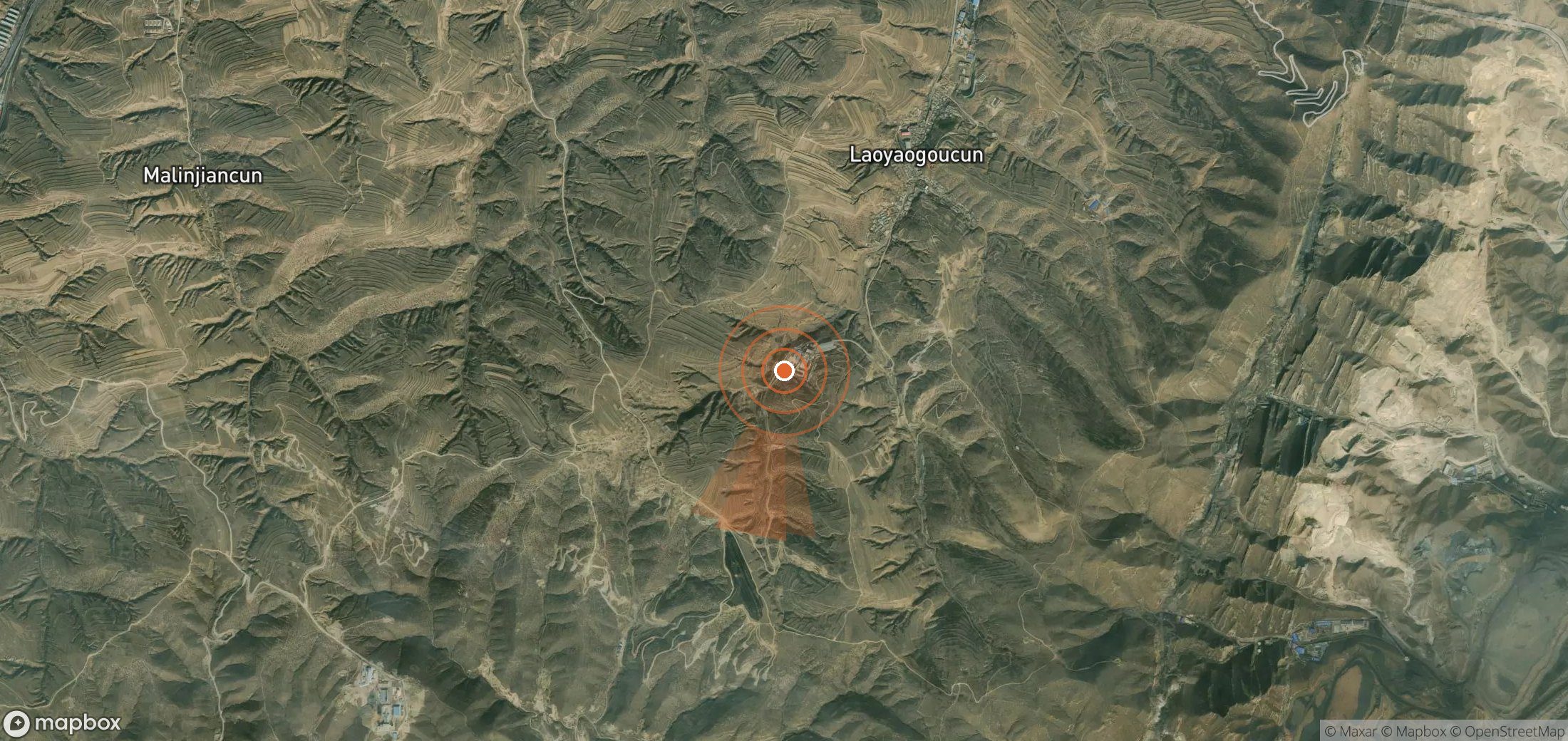 Mapa satelital de plumas de metano en China