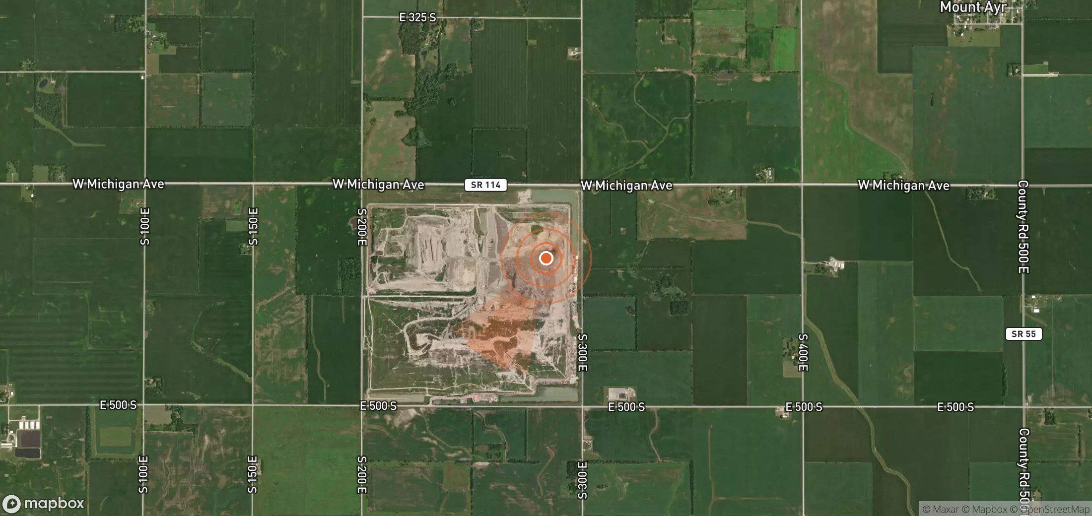 Satellite map of methane plume locations in United States