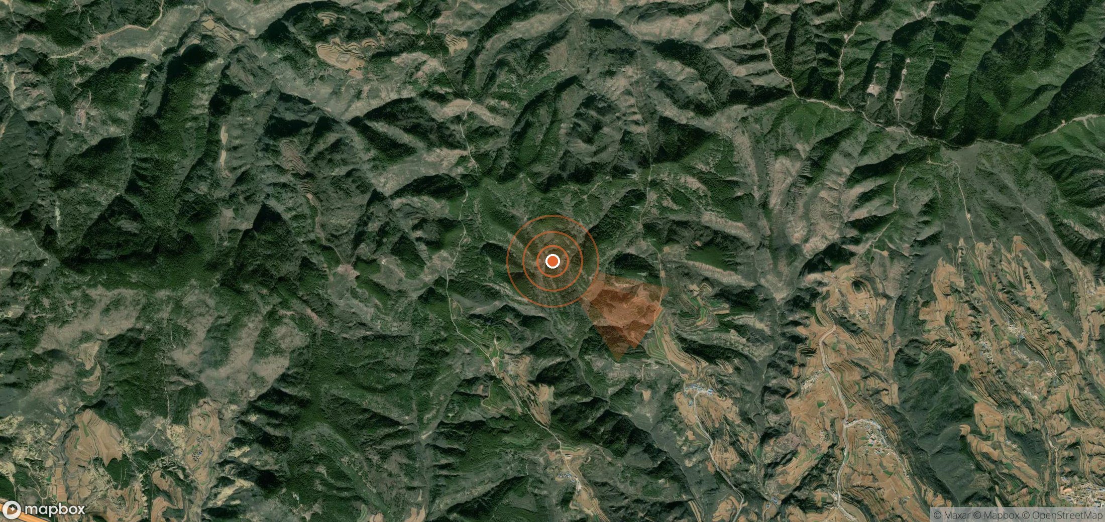 Satellite map of methane plume locations in China