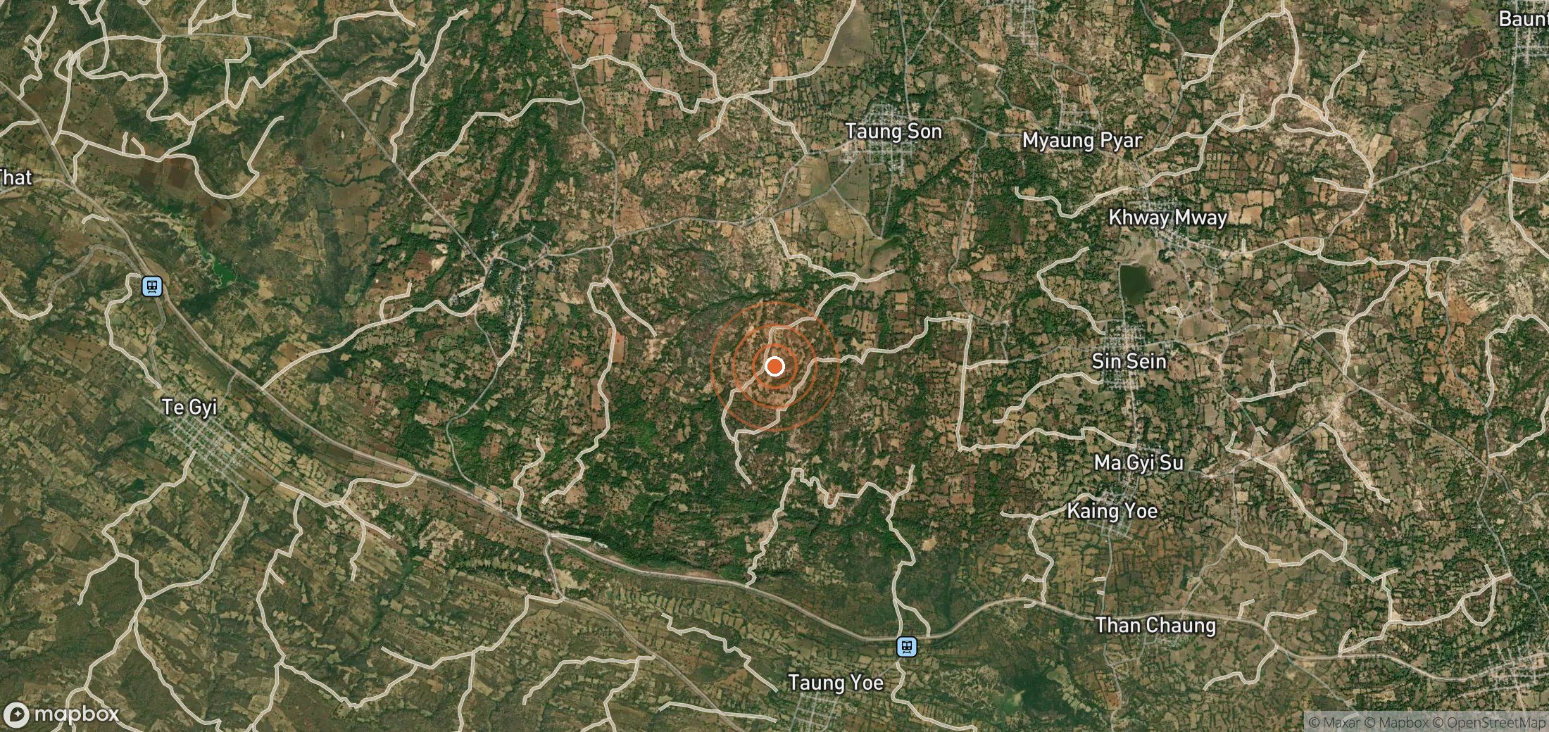 Satellite map of methane plume locations in Myanmar