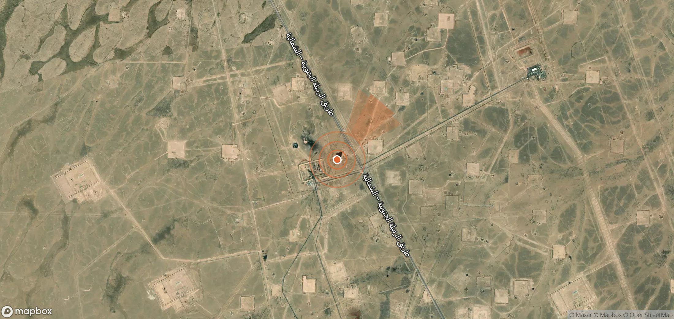 Satellite map of methane plume locations in Iraq