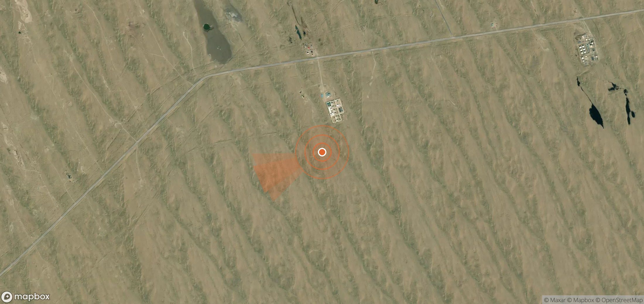 Mapa satelital de plumas de metano en Turkmenistán