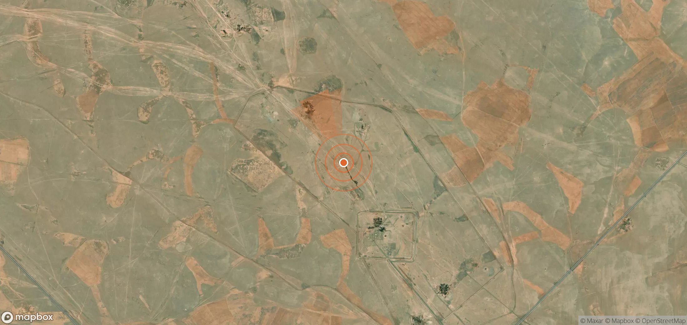 Satellite map of methane plume locations in Syria