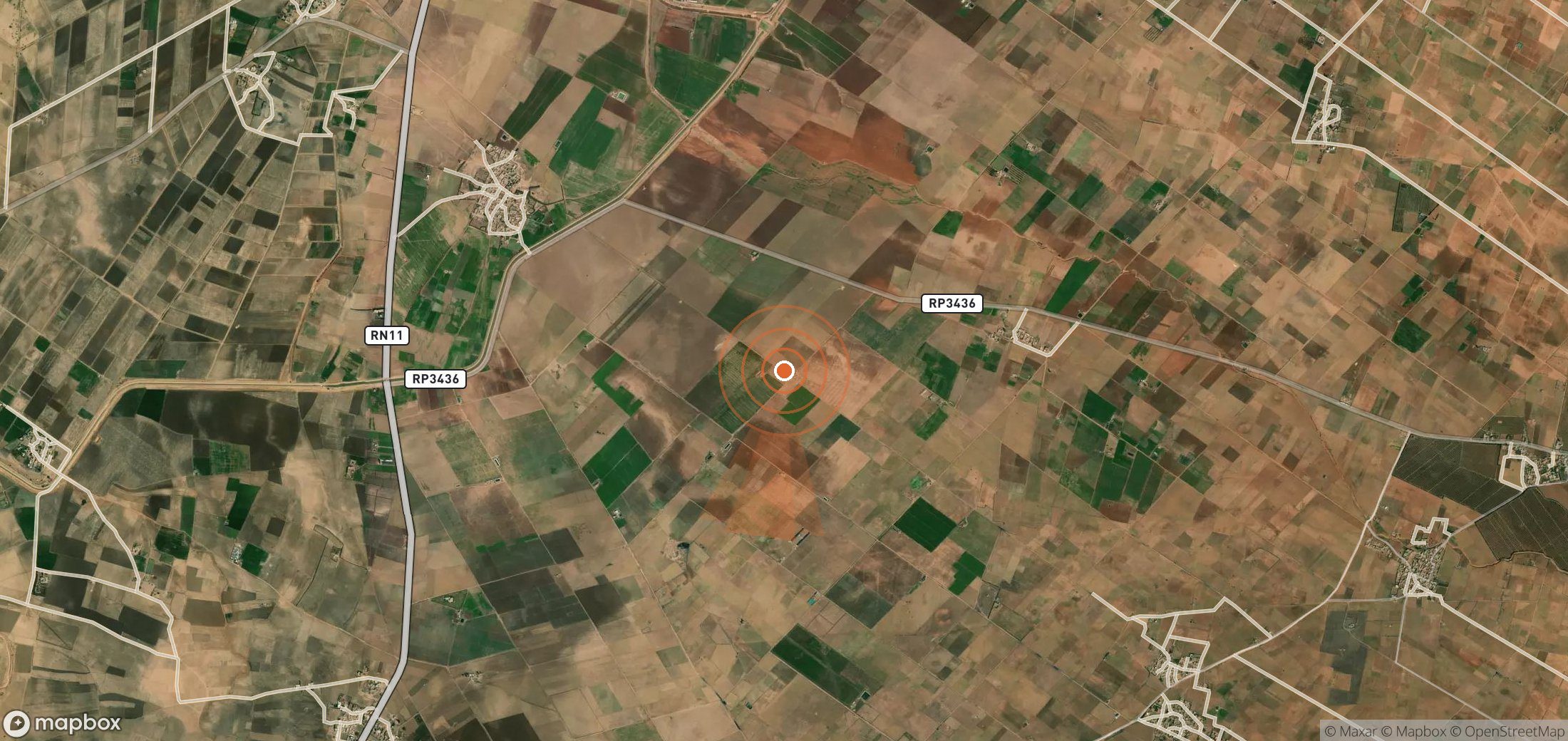 Satellite map of methane plume locations in Morocco