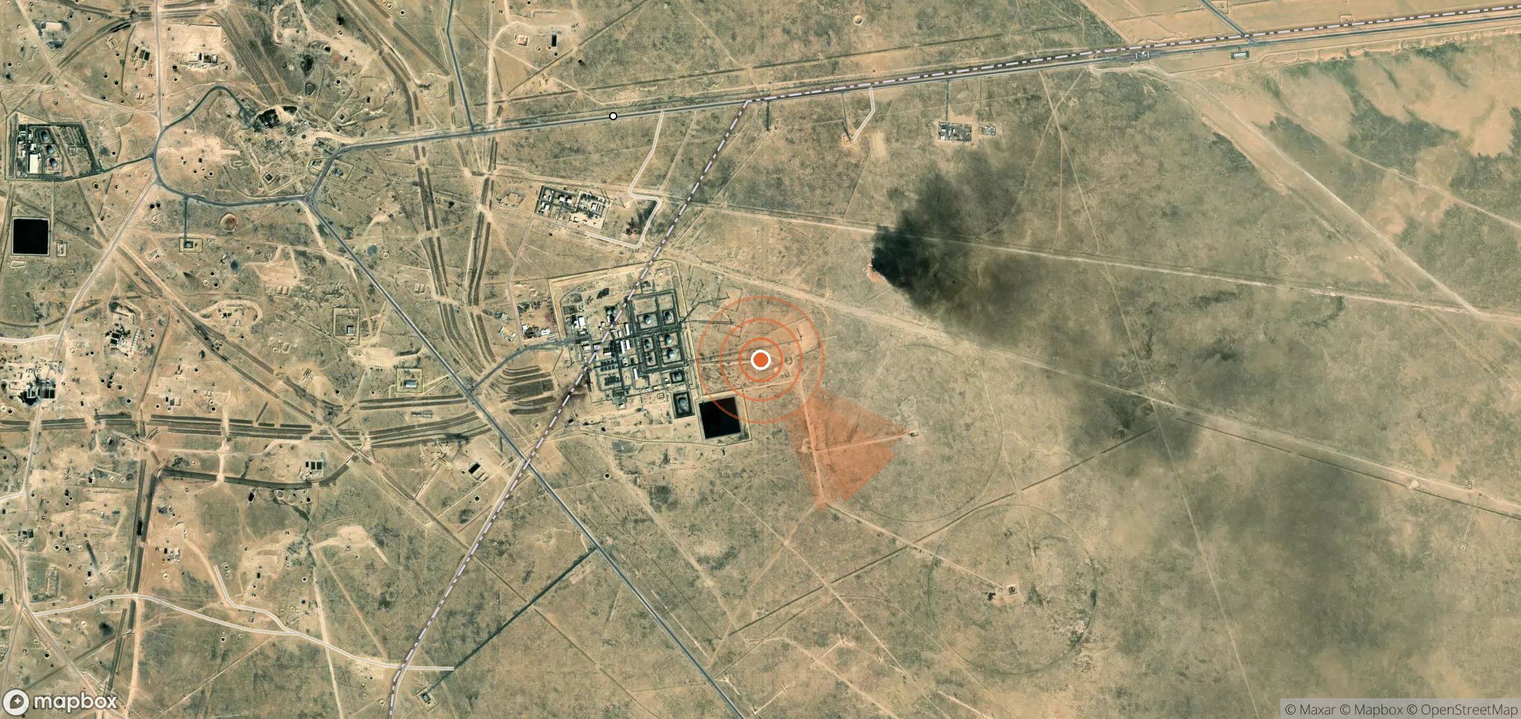 Satellite map of methane plume locations in Kuwait