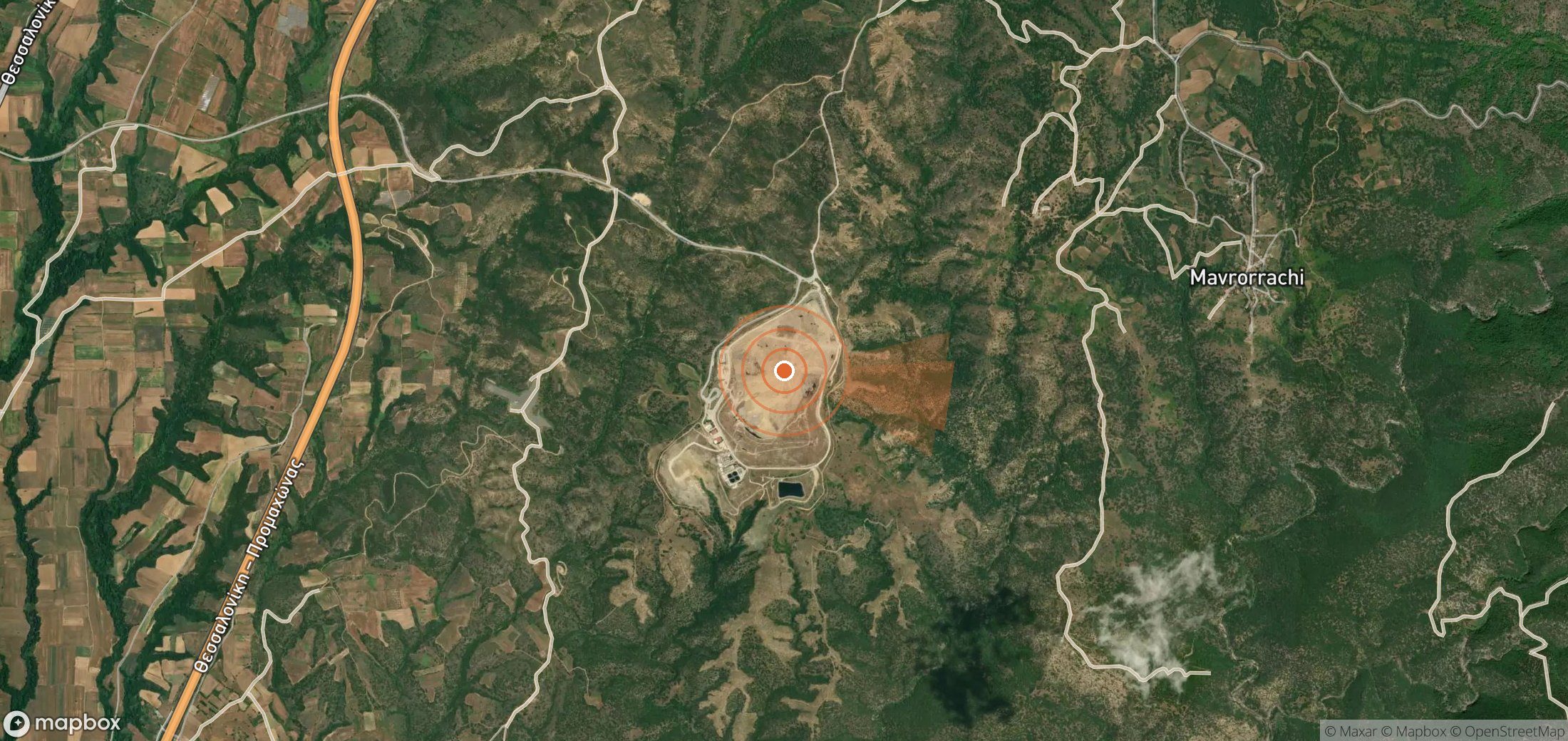 Satellite map of methane plume locations in Greece