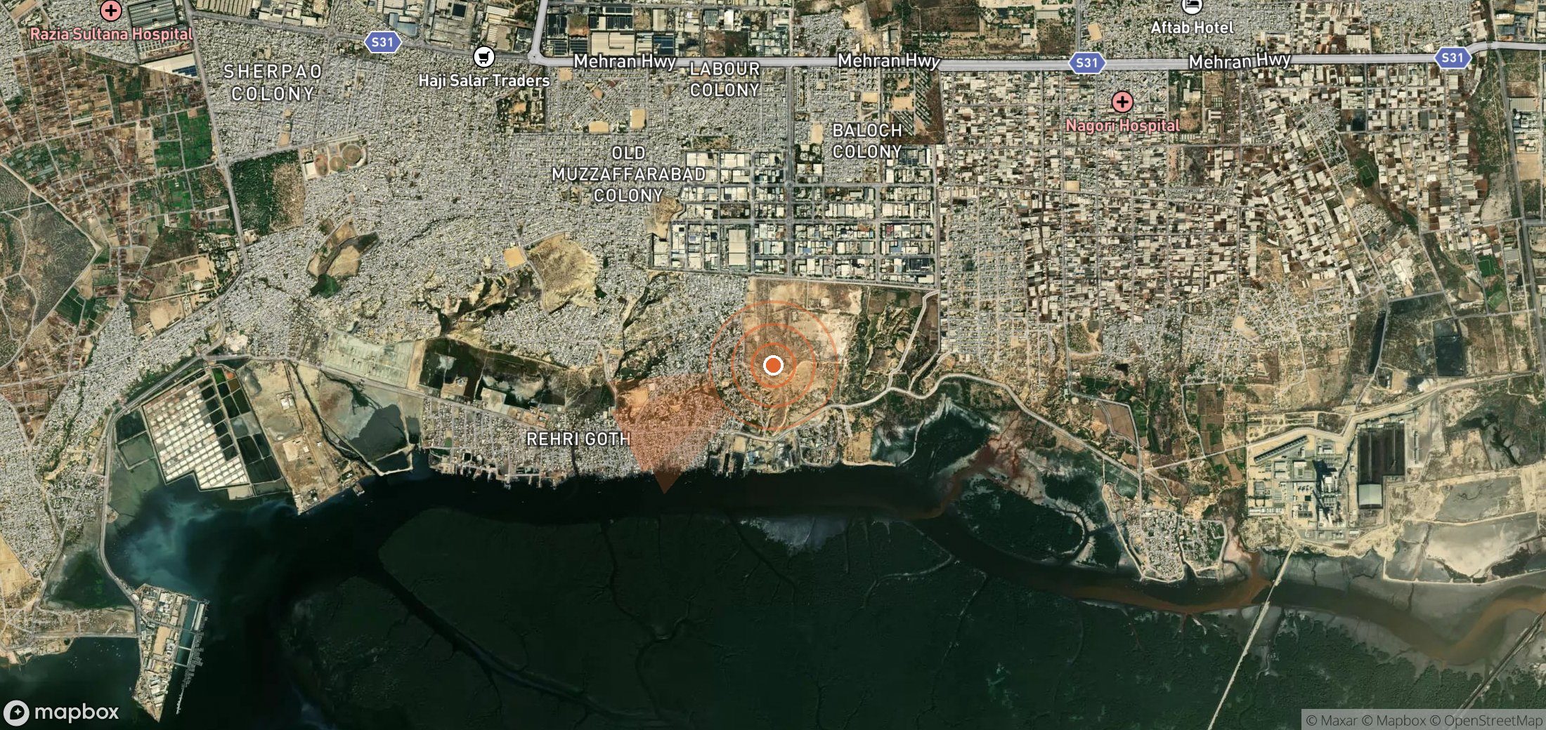 Satellite map of methane plume locations in Pakistan