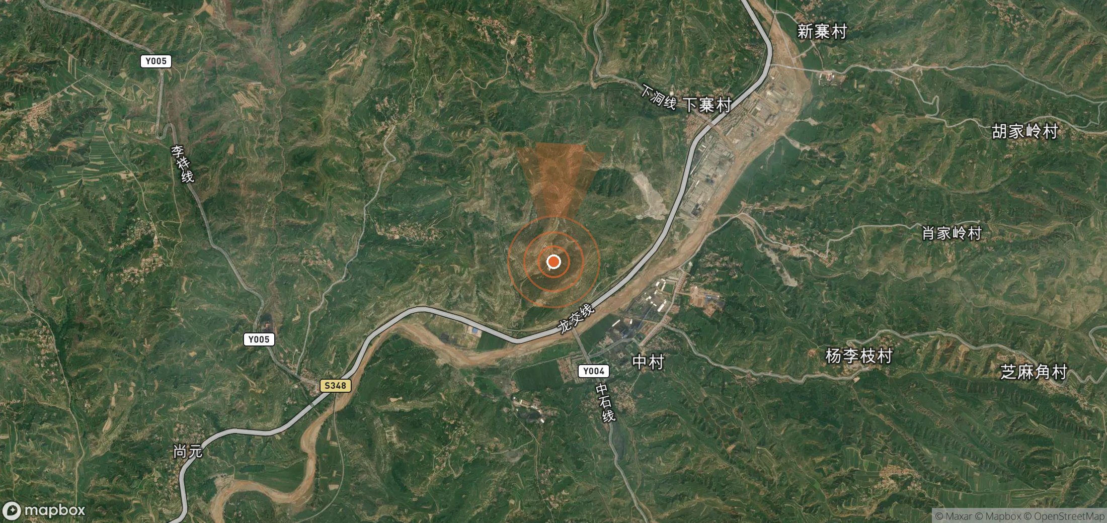 Satellite map of methane plume locations in China